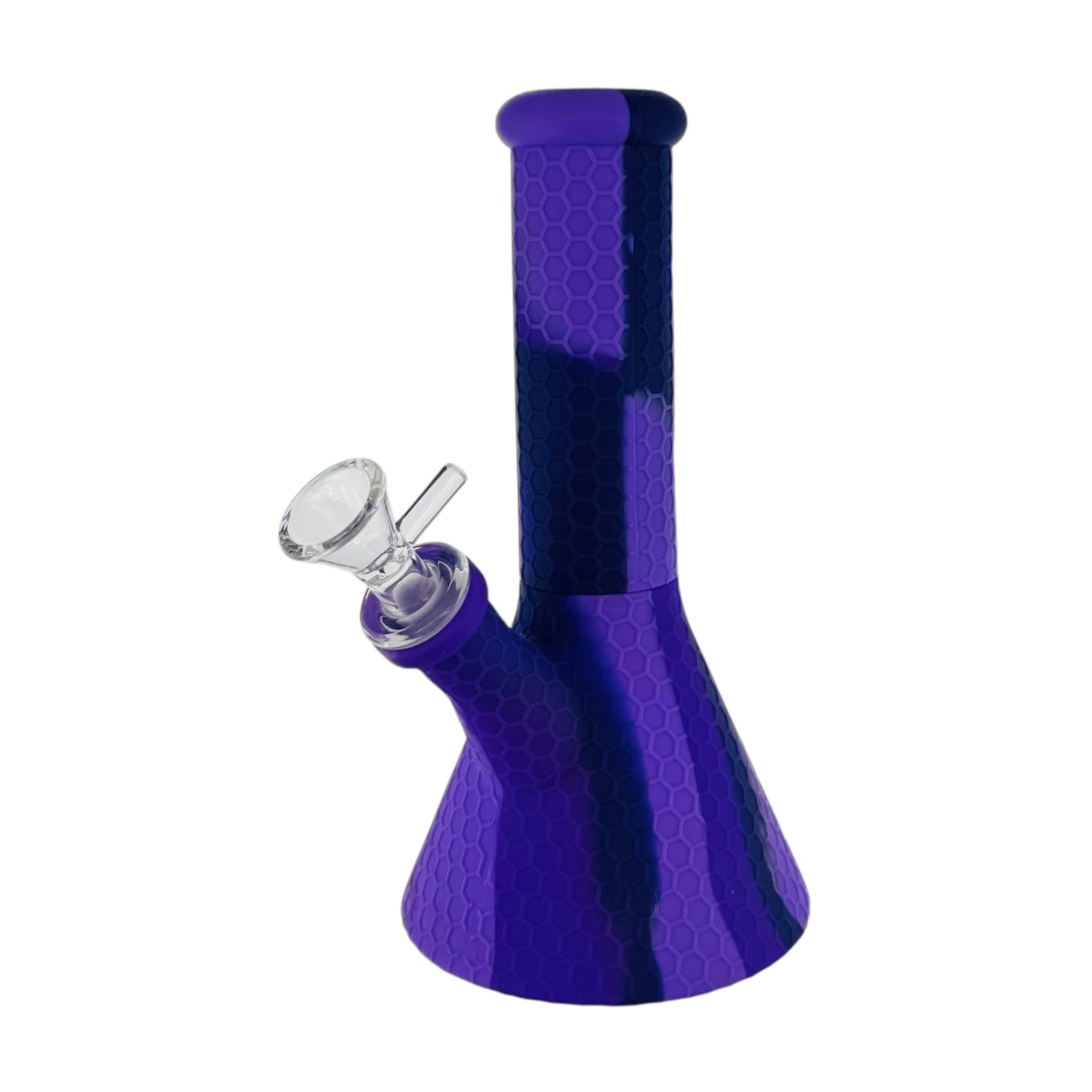 8 Inch Purple Camo Silicone Beaker Bong With Pink Bee