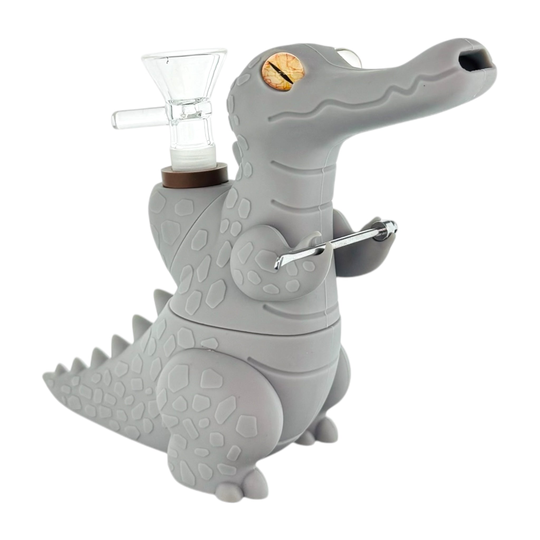 Dinosaur Silicone Rubber Bong Gray