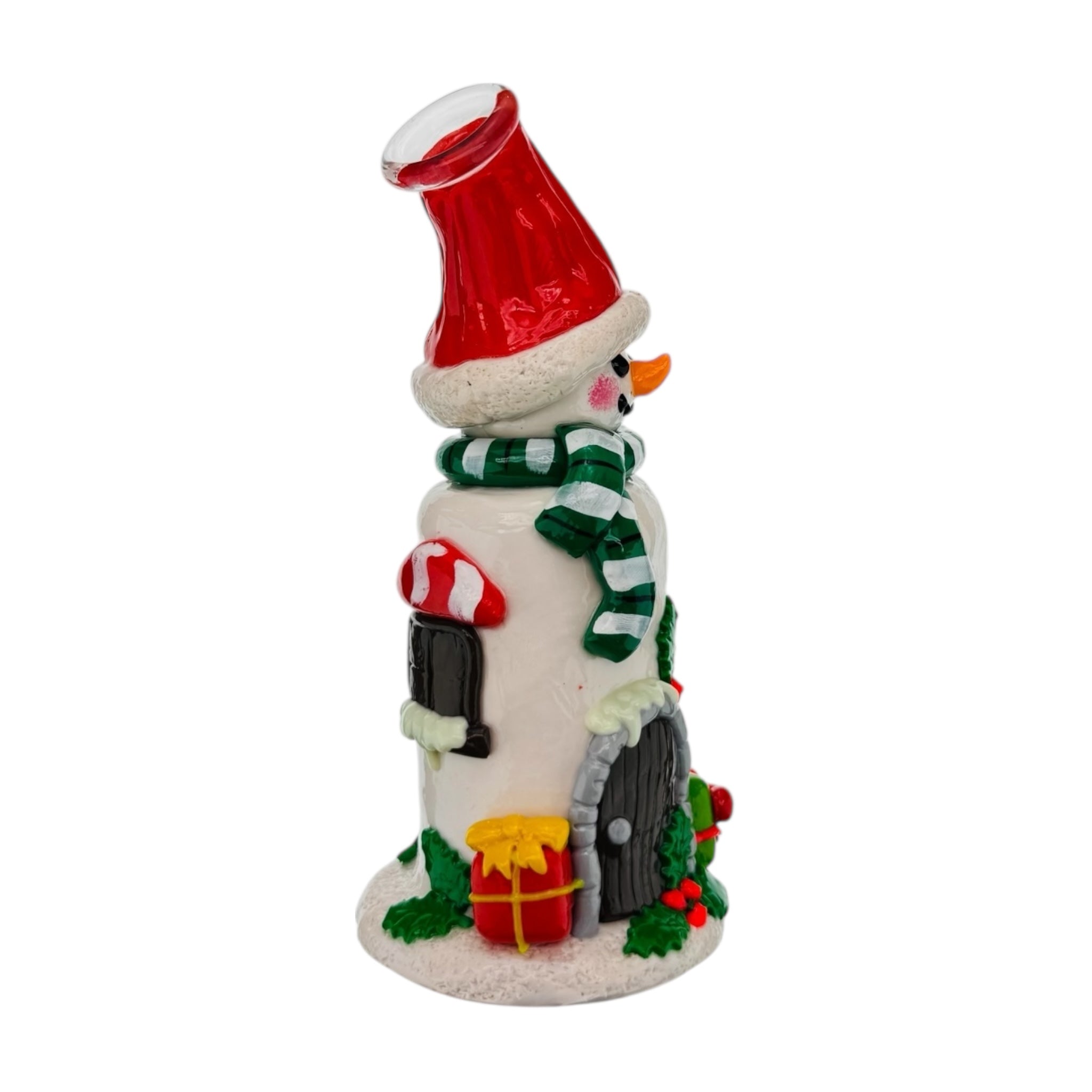 Snowman Glass Water Pipe Bubbler Bong