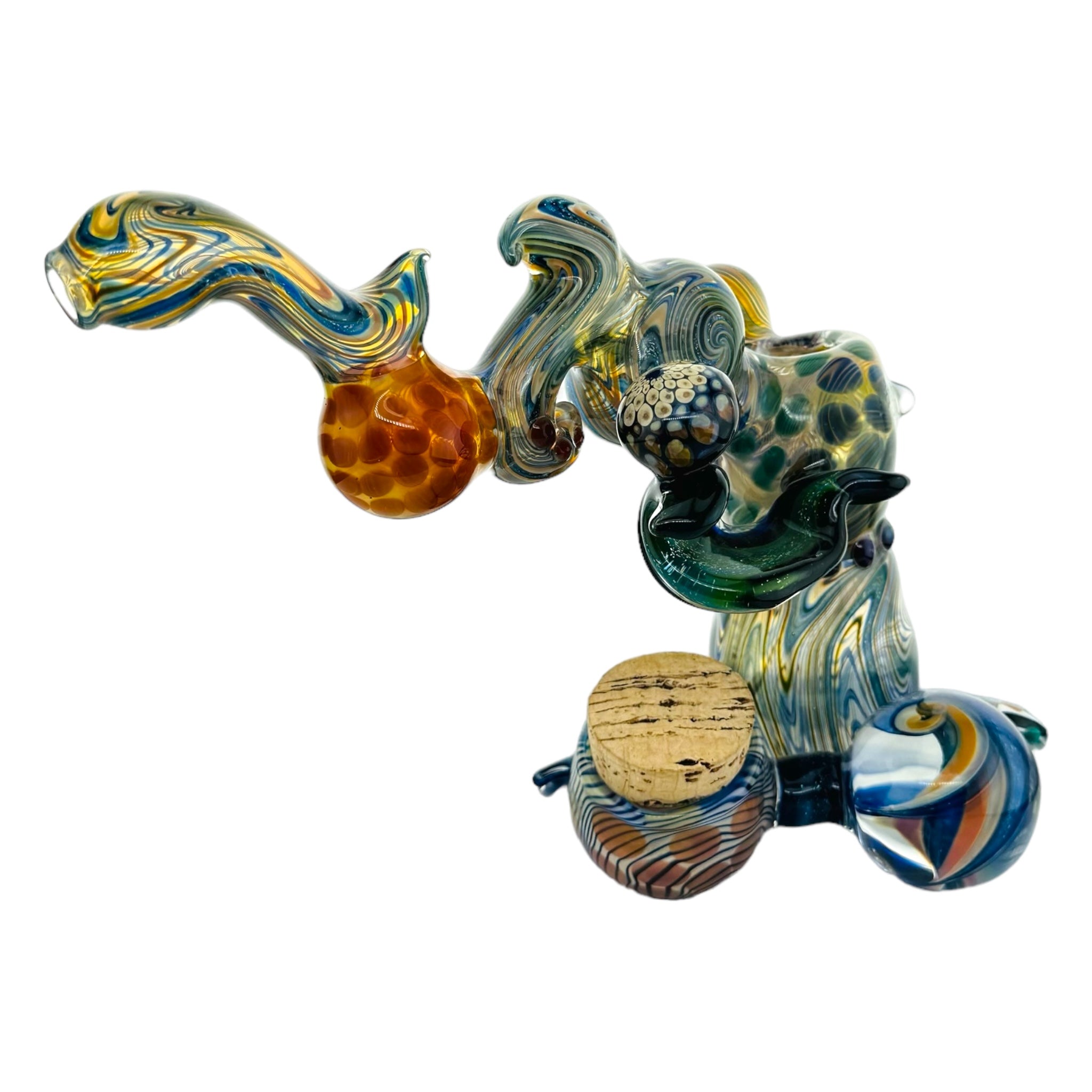 Large Heady push bowl Bubbler With linework Sections And Stash Jar for sale