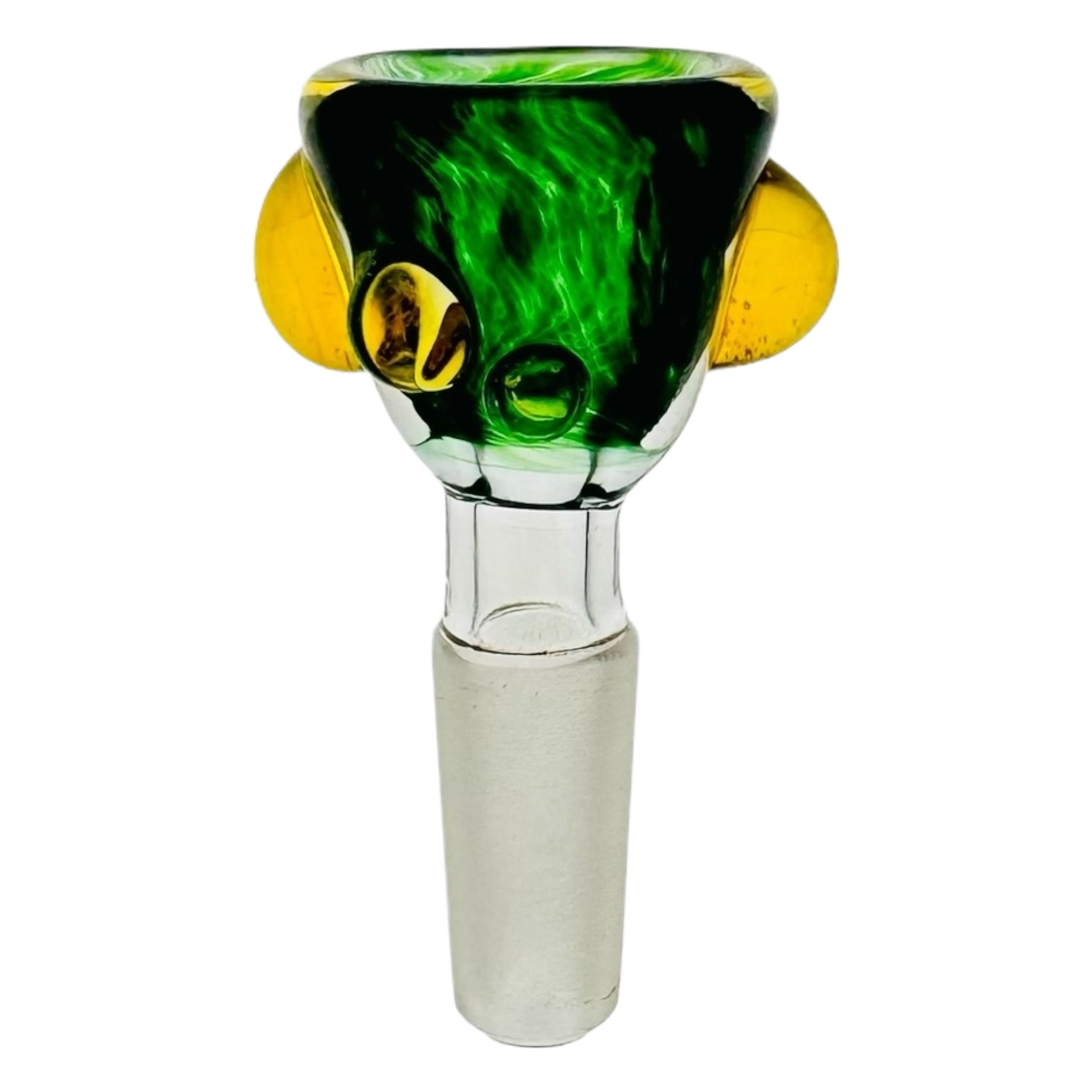 Arko Glass 10mm Flower Bowl Emerald Green Bowl With Yellow Dots