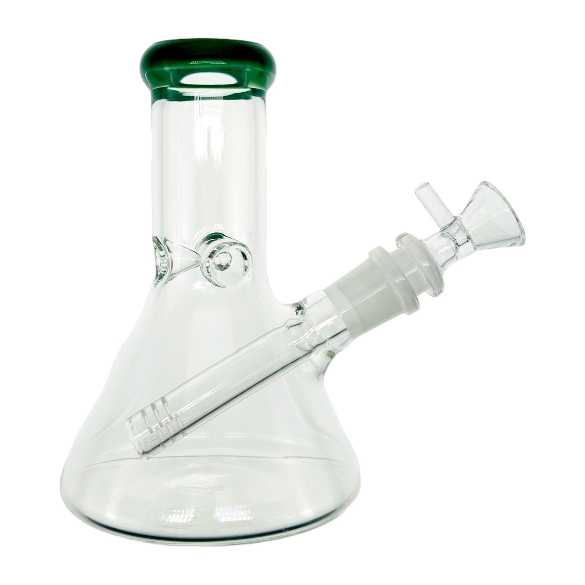 6 Inch Clear Beaker Bong With Jade Green Color Lip