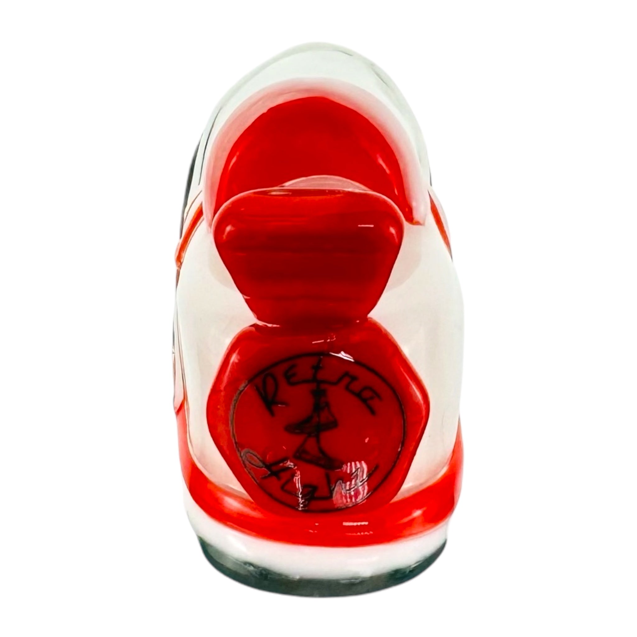 Retro Highz Glass Shoe Hand Pipe White With Red