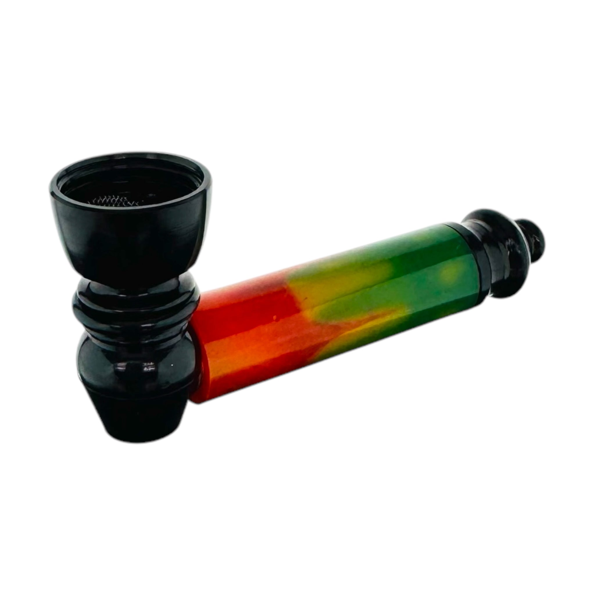 Black Metal Hand Pipe With Rasta Chamber