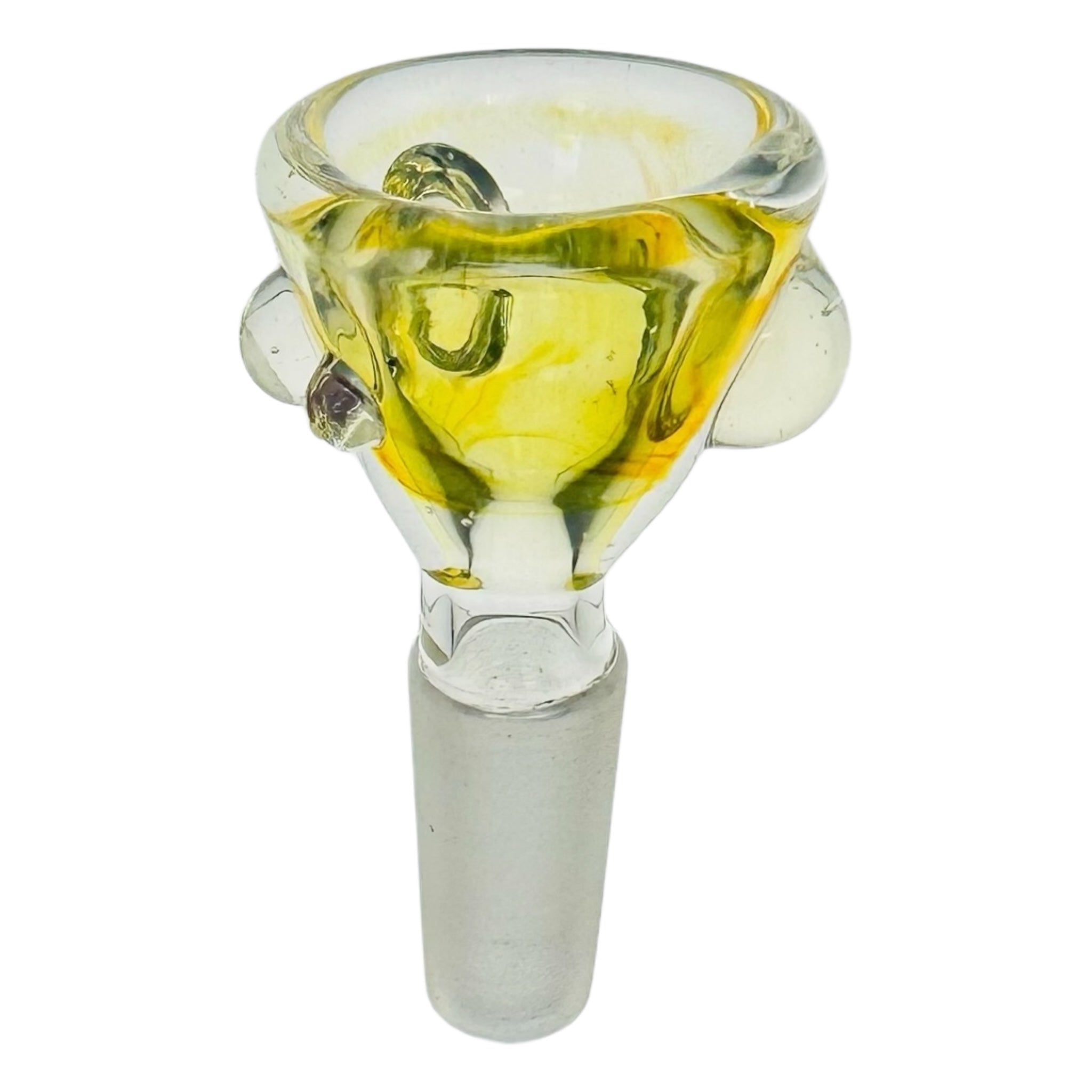Arko Glass 10mm Flower Bowl Golden Yellow Bowl With Mystic Fume Dots