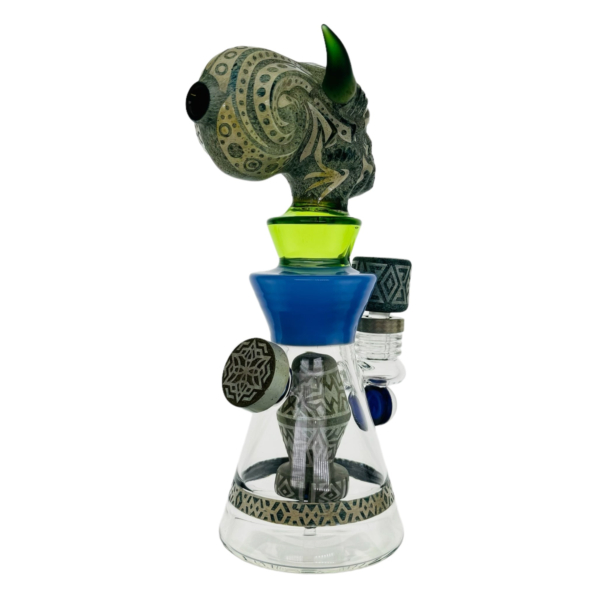 10 Inch Sandblasted Horned Creature Water Pipe Bong