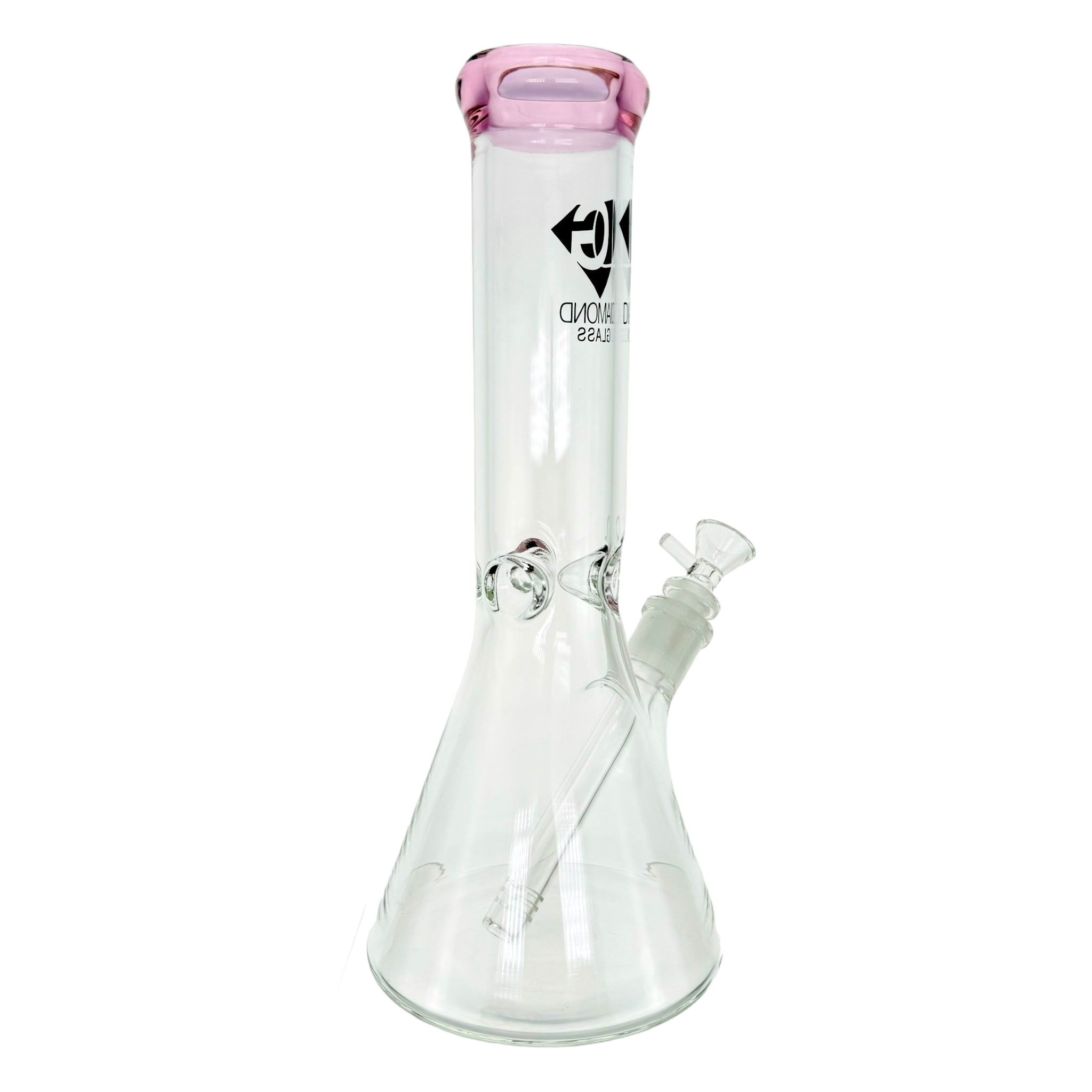 Diamond Glass Bong 12 Inch Beaker With Pink Color Lip