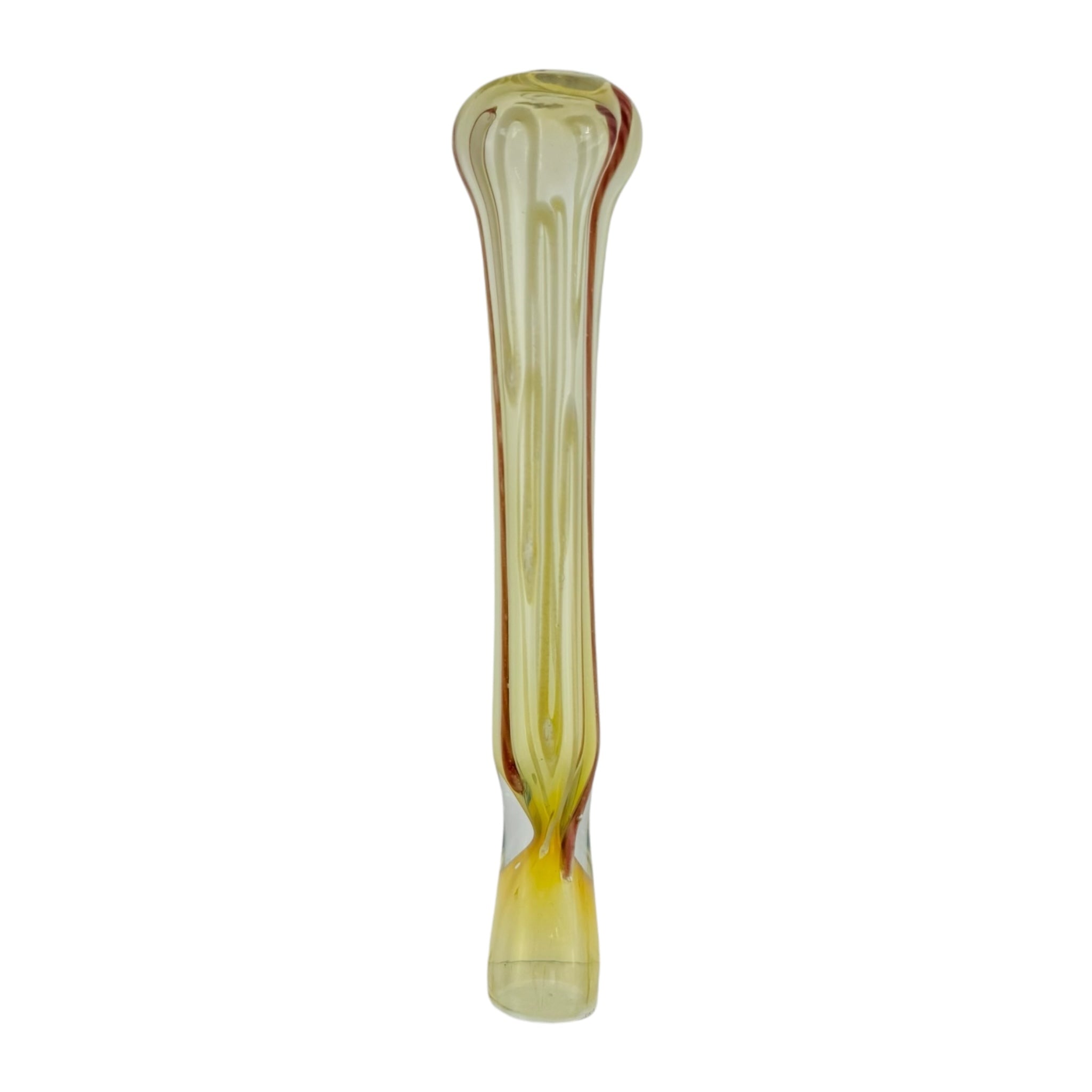 Glass Chillum Pipe - Extra Long Red And Yellow One Hitter