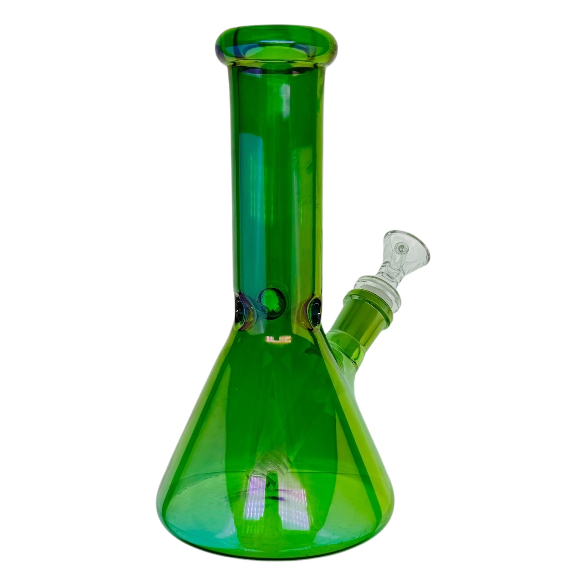 8 Inch Green Metallic Beaker Bong