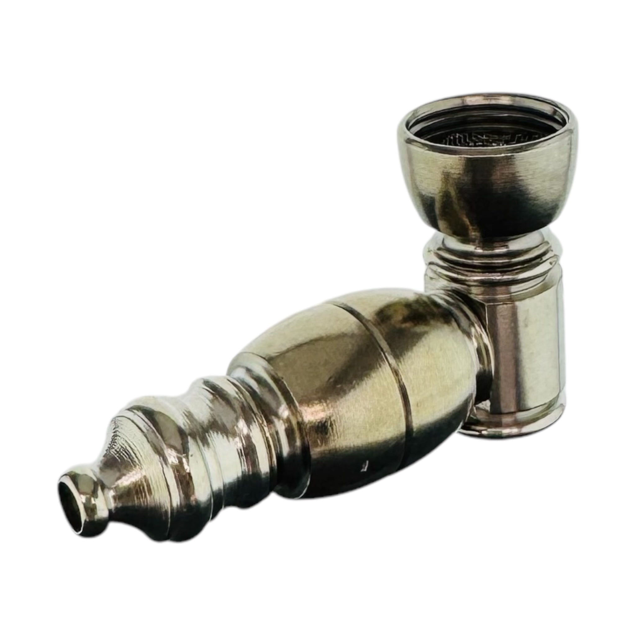 Mini Silver Chrome Metal Weed Hand Pipe With Large Chamber aluminum