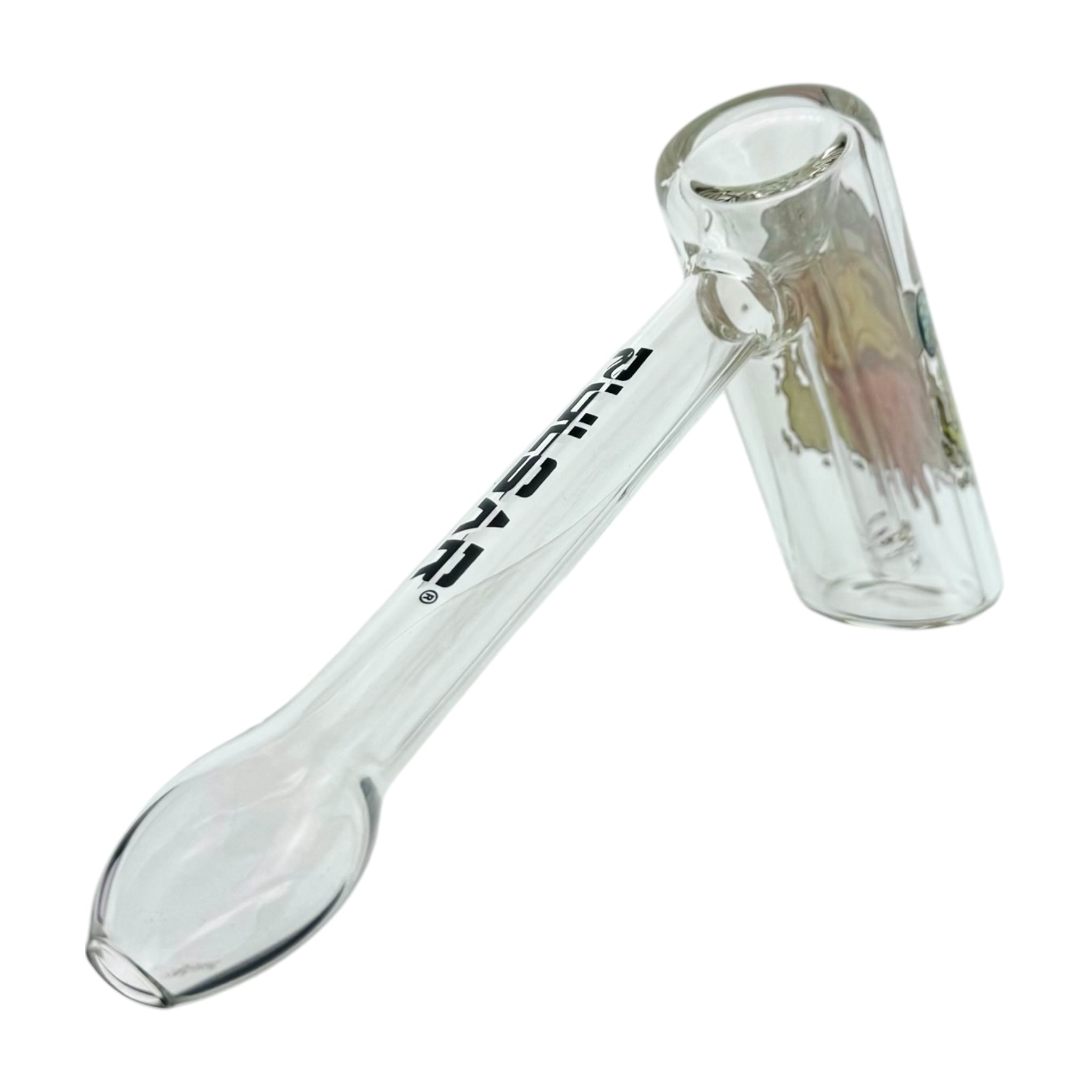 Glass Bubbler Water Pipe With Face Melting Mushrooms on white back ground