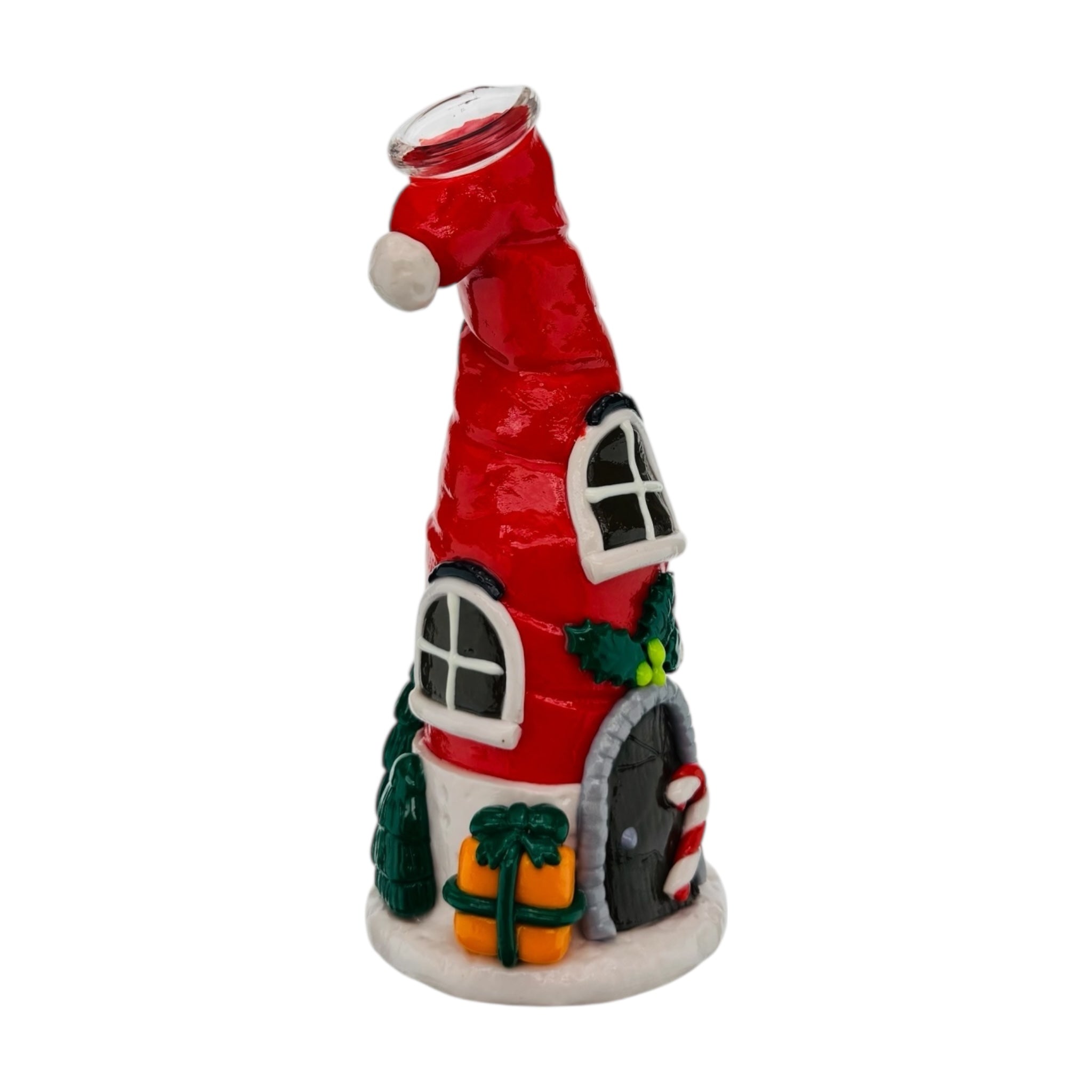 Charming Home In Santa Hat Glass Water Pipe Bubbler Bong