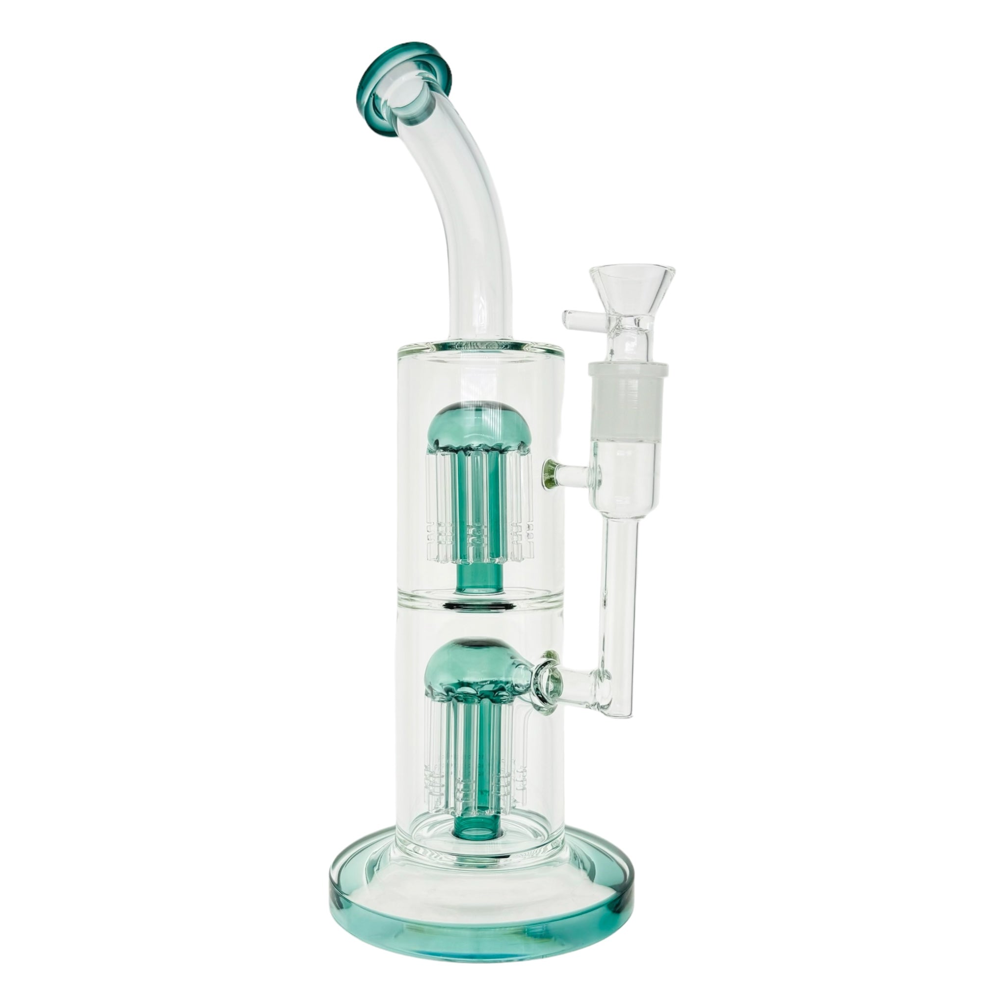 13 Inch Lake Green Inline Bong With Double Tree Percs