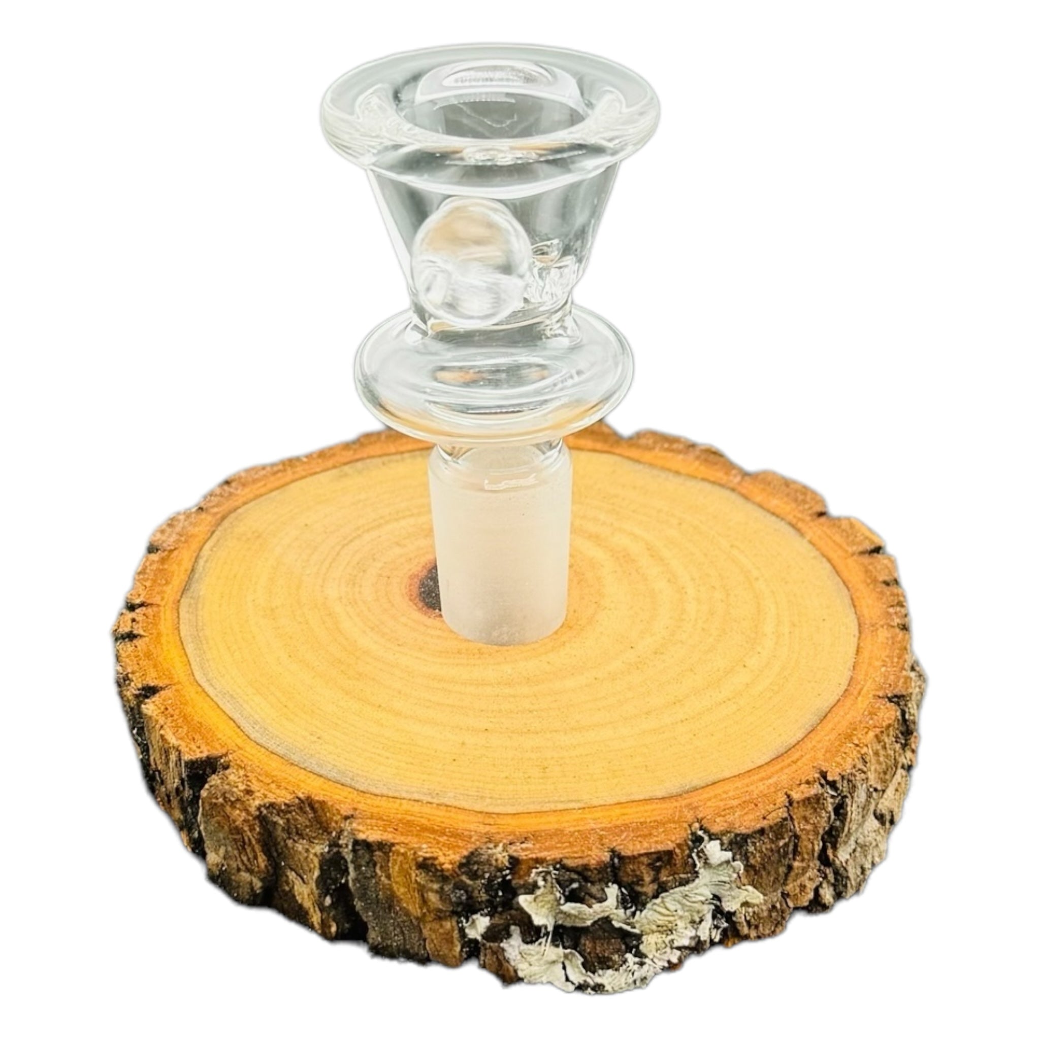 Single Hole Wood Display Stand Holder For 14mm Bong Bowl Pieces Or Quartz Bangers - Camphor Live Edge Round