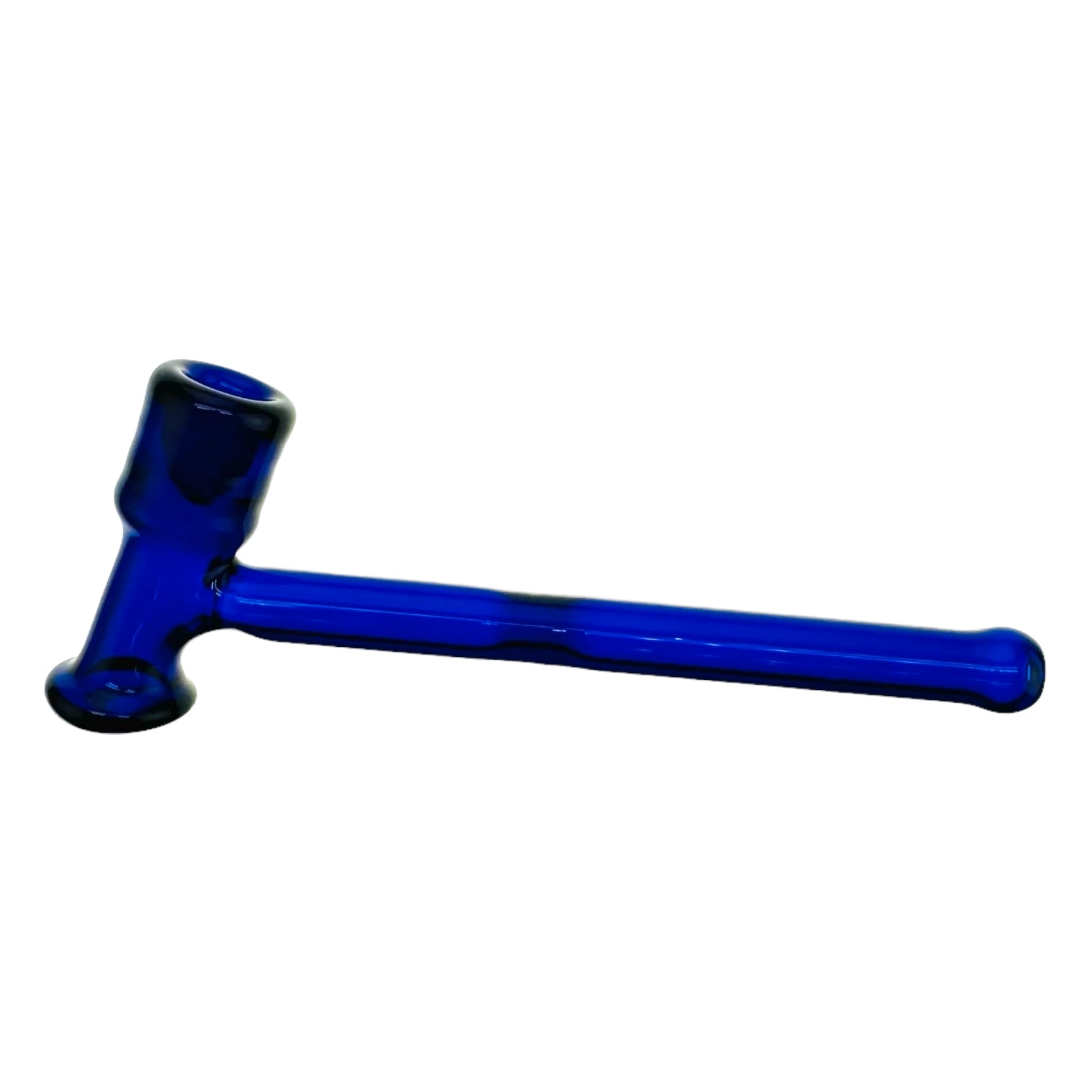 Blue Glass Hammer Hand Pipe With No Carb