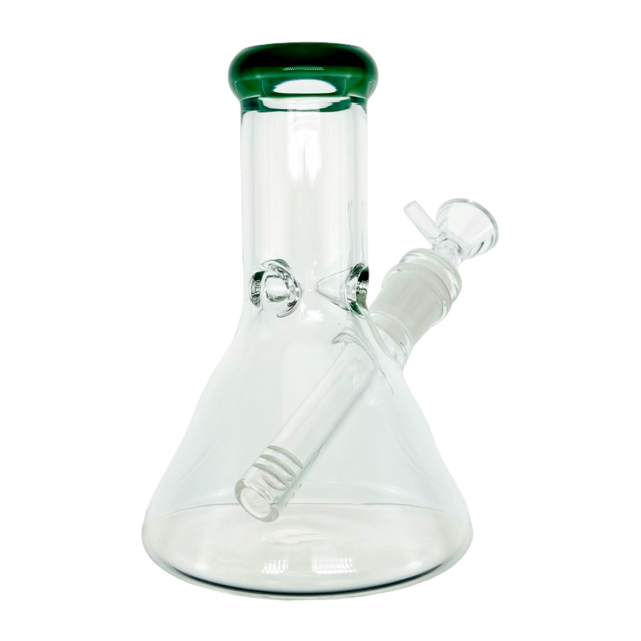 6 Inch Clear Beaker Bong With Jade Green Color Lip