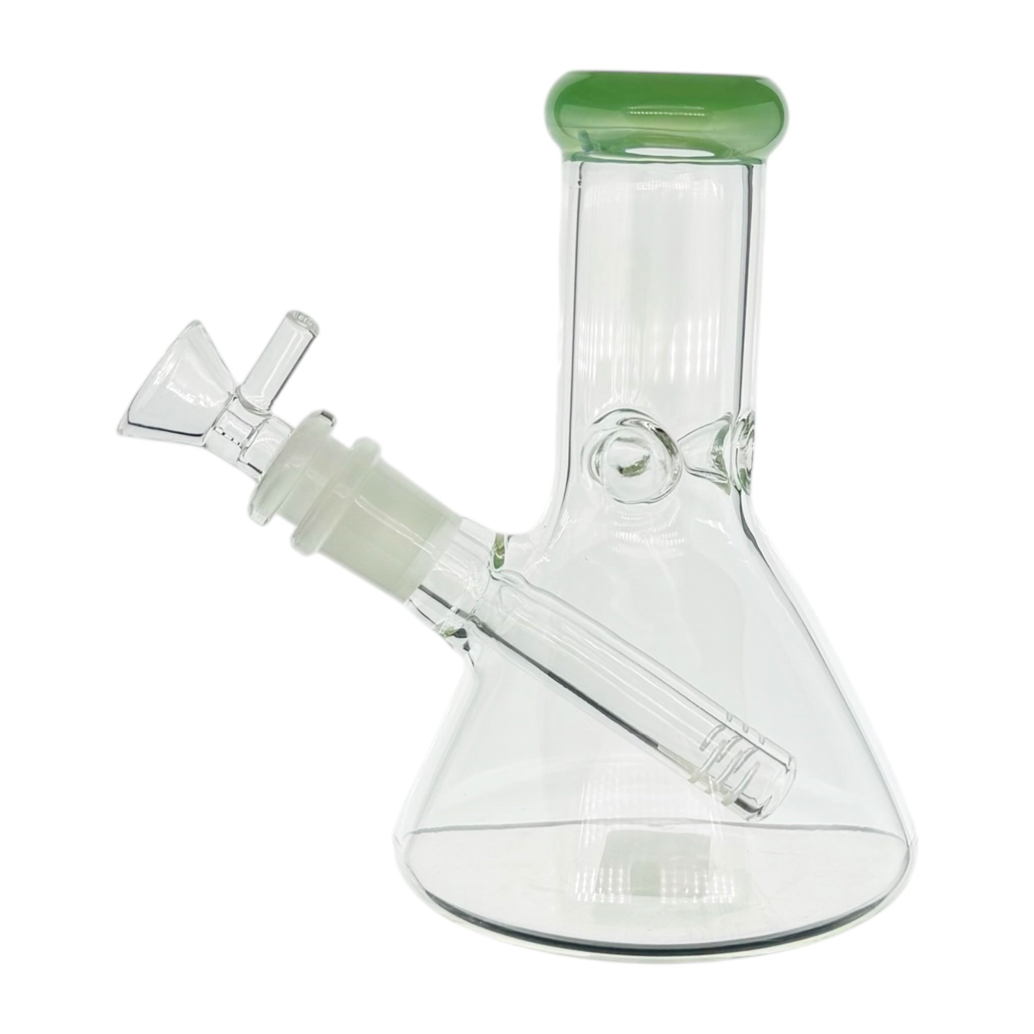 6 Inch Clear Beaker Bong With Sea Foam Green Color Lip