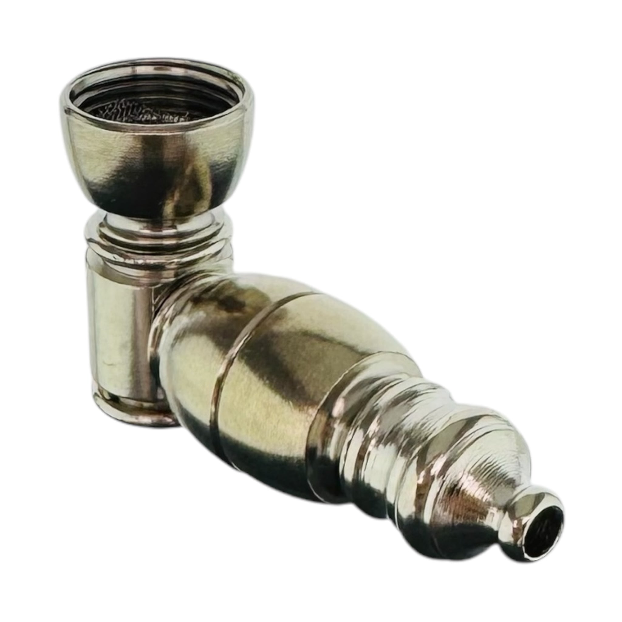 Mini Silver Chrome Metal Weed Hand Pipe With Large Chamber aluminum