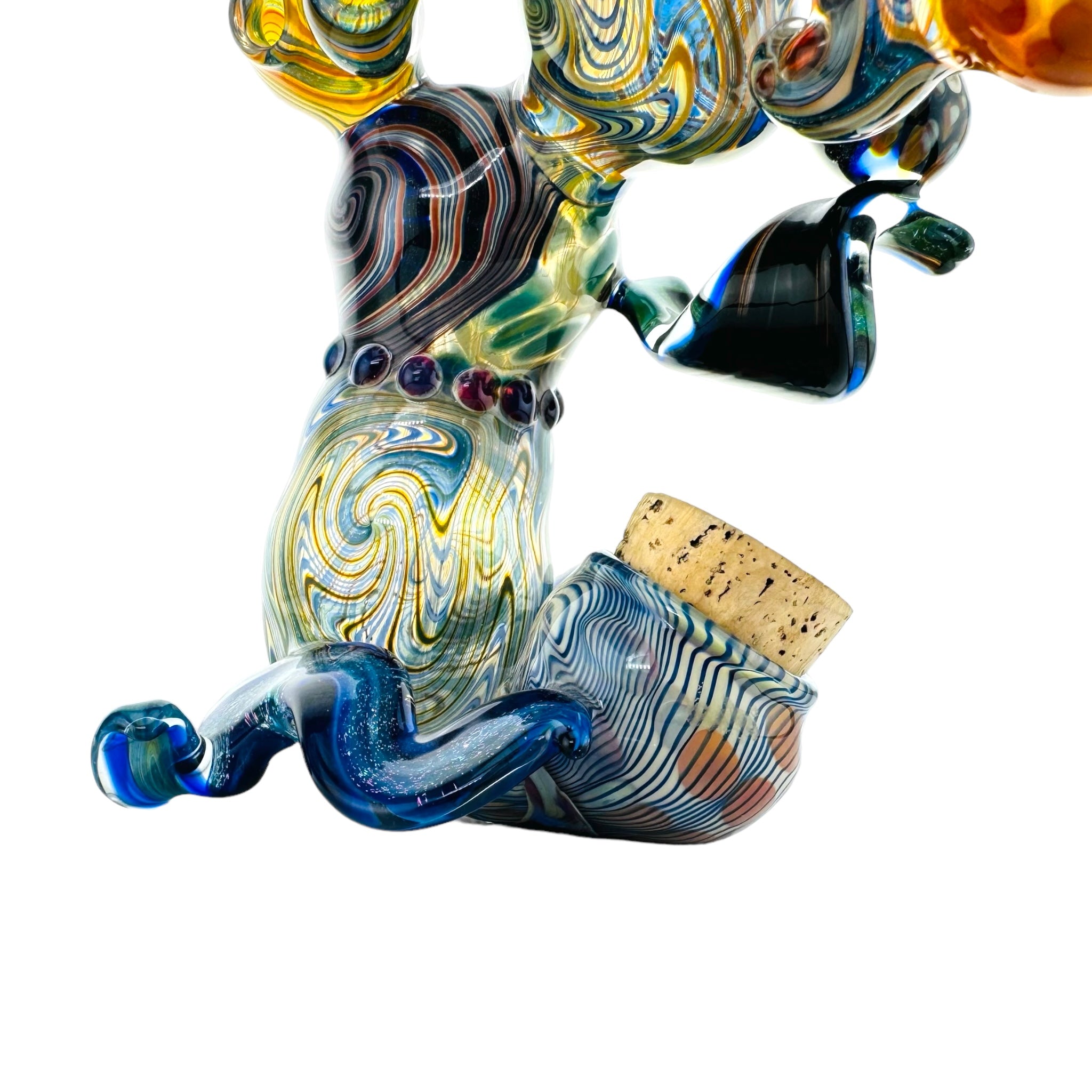 Large Heady push bowl Bubbler With linework Sections And Stash Jar for sale