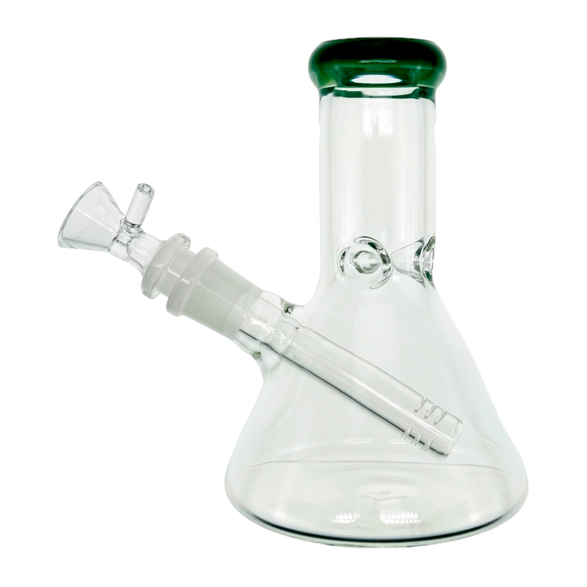 6 Inch Clear Beaker Bong With Jade Green Color Lip