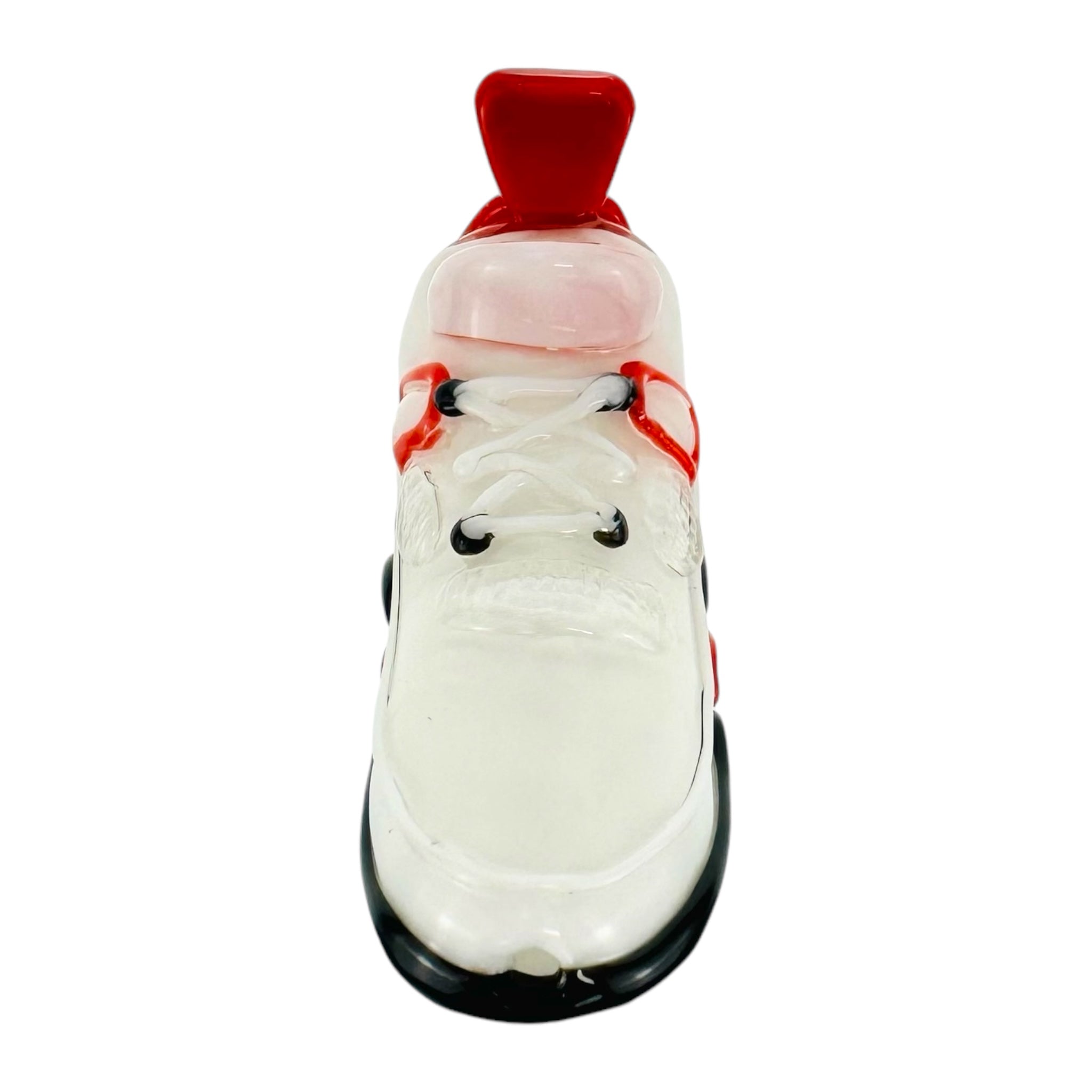 Retro Highz Glass Shoe Hand Pipe White With Red