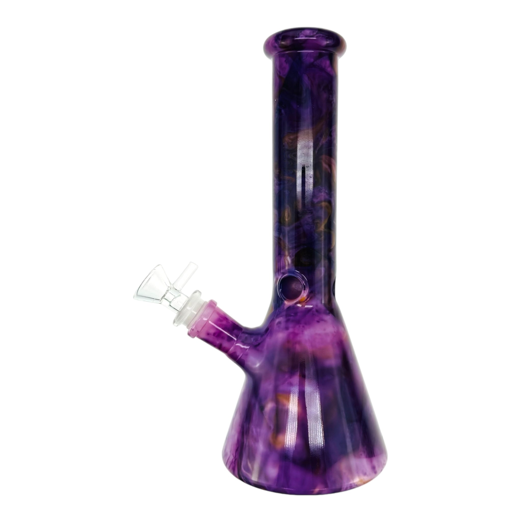 Purple Mystic Marble Beaker Base Glass Bong 10 Inch