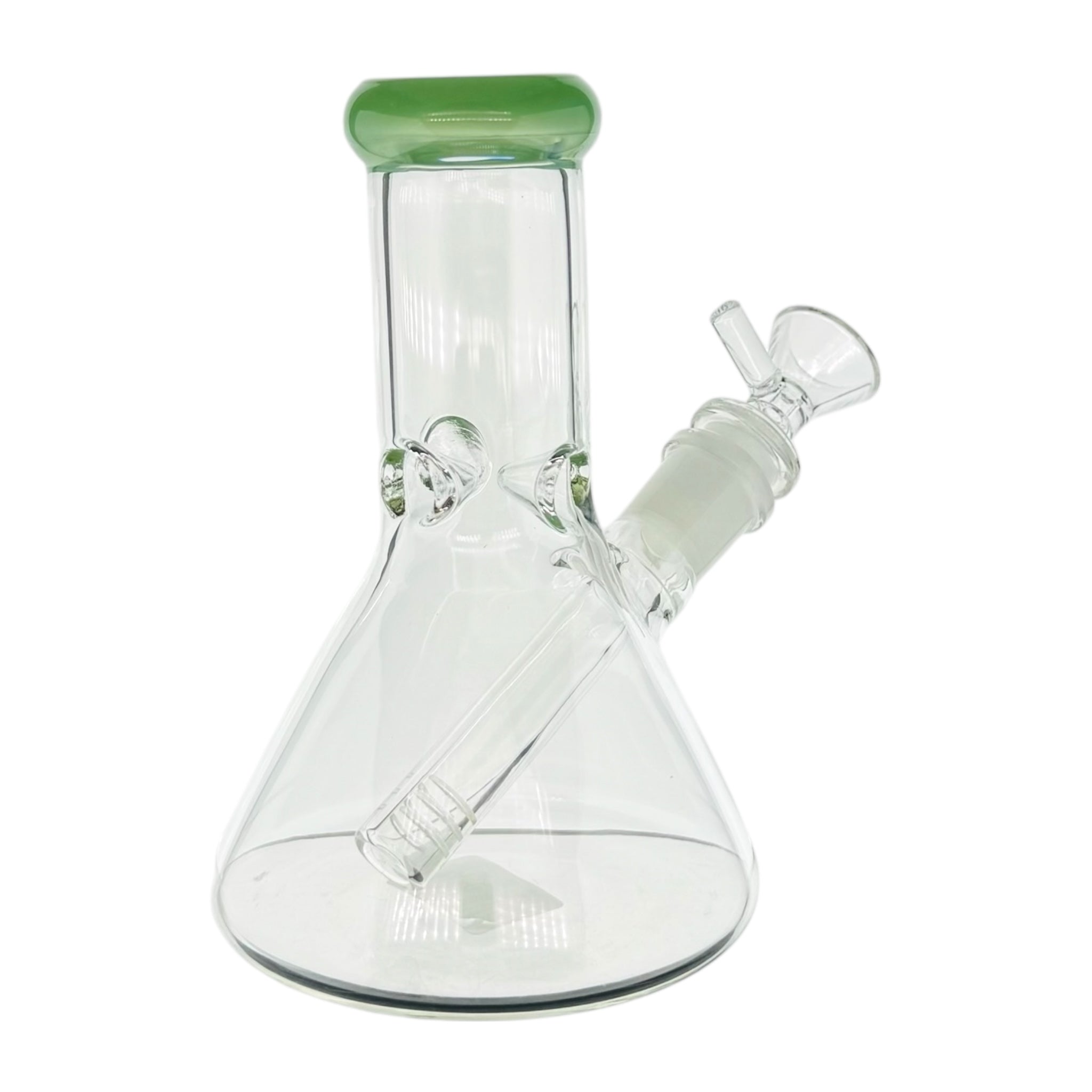 6 Inch Clear Beaker Bong With Sea Foam Green Color Lip