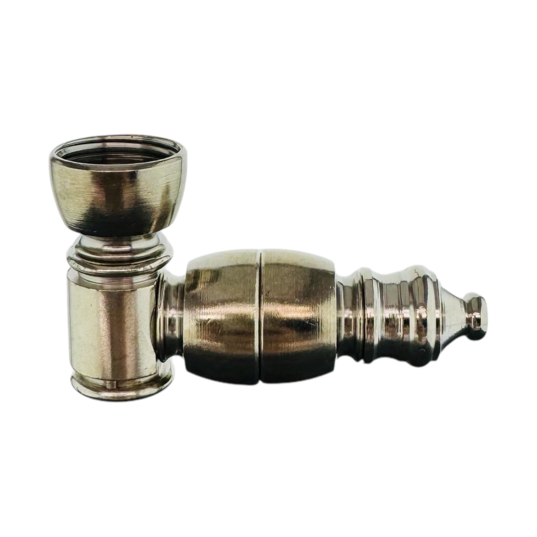 Mini Silver Chrome Metal Weed Hand Pipe With Large Chamber aluminum