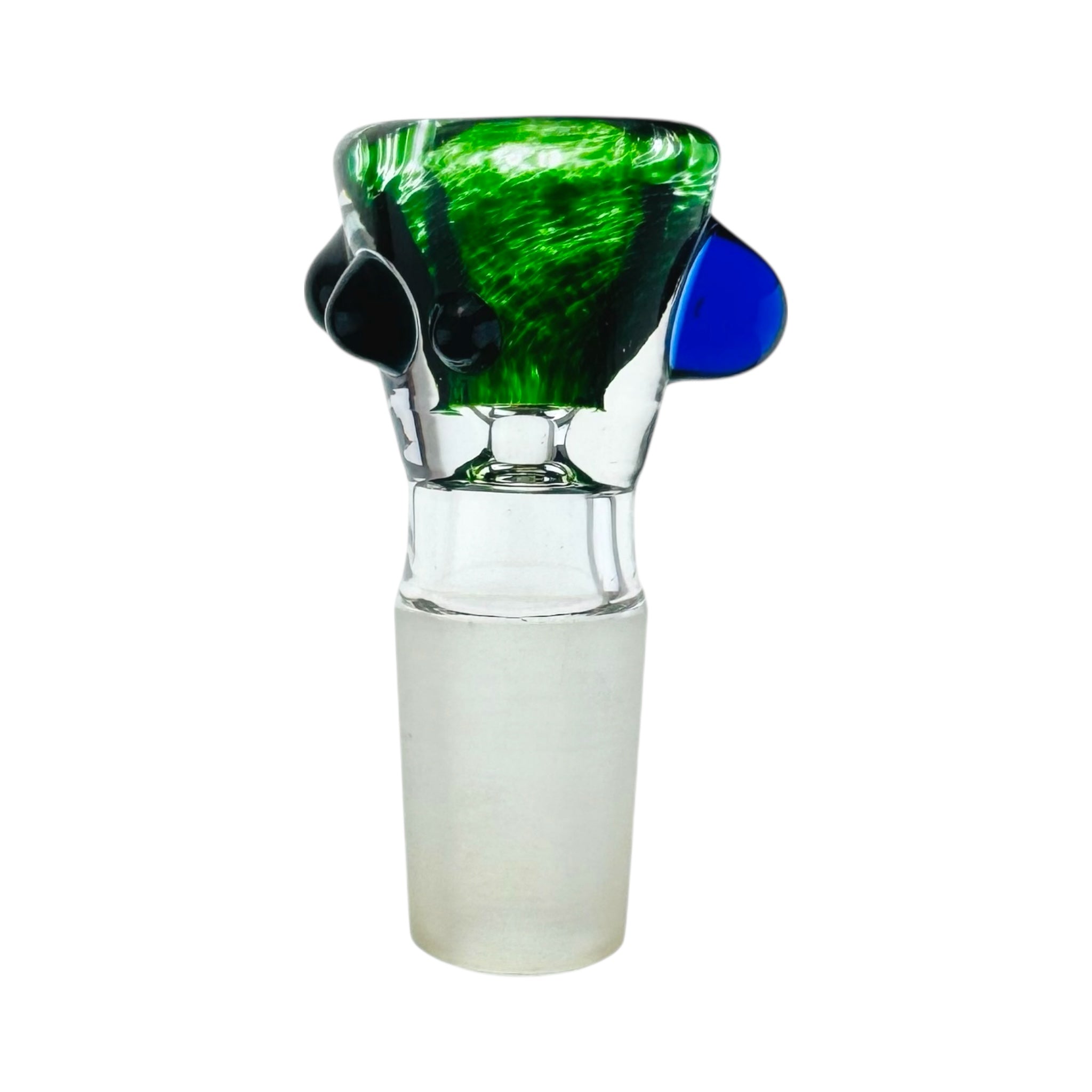 18mm Bong Bowl Piece Green Bowl With Blue Dots