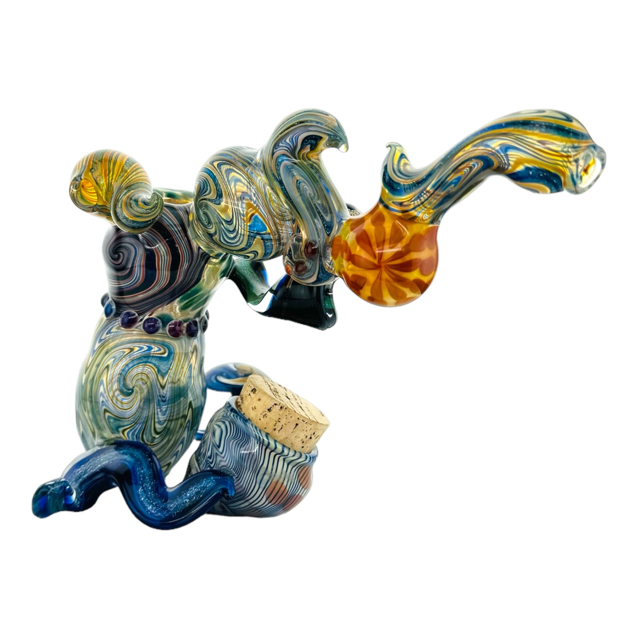 Large Heady push bowl Bubbler With linework Sections And Stash Jar for sale