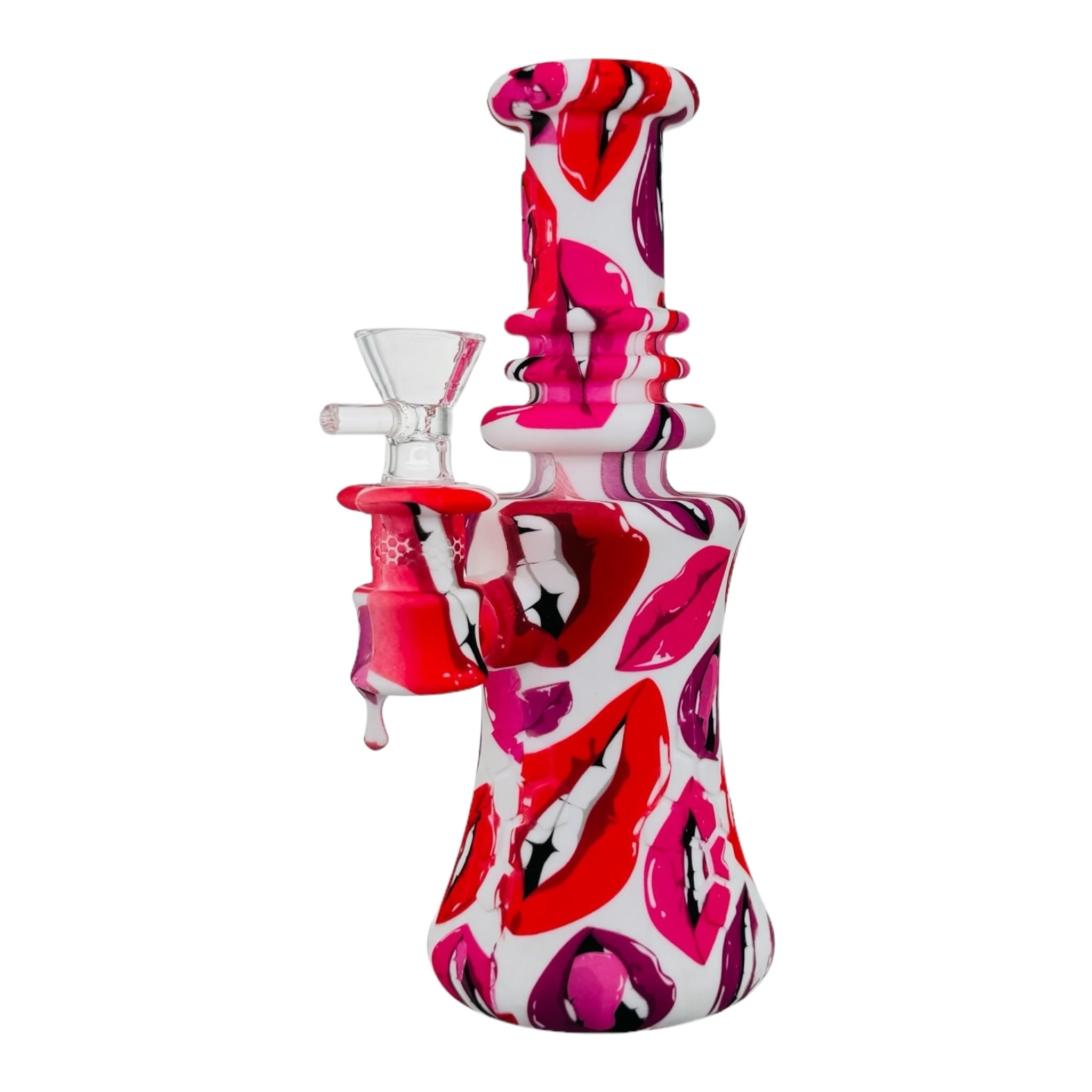 cute and girly Pink And Red Lips Silicone Rubber Bong