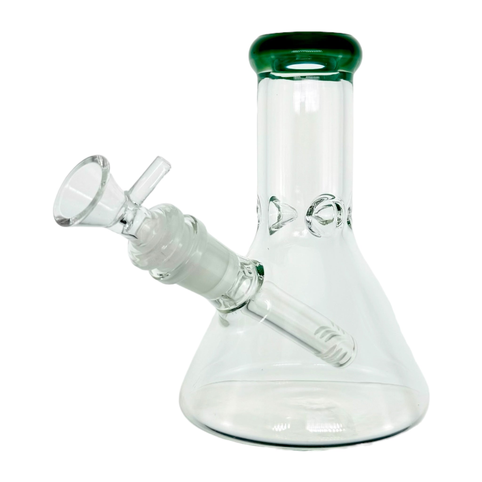 6 Inch Clear Beaker Bong With Jade Green Color Lip