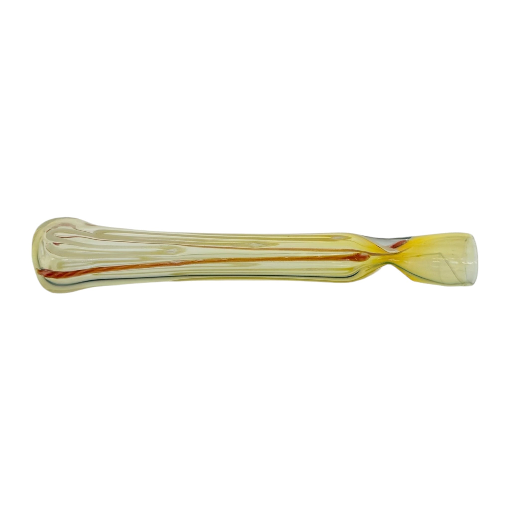 Glass Chillum Pipe - Extra Long Red And Yellow One Hitter