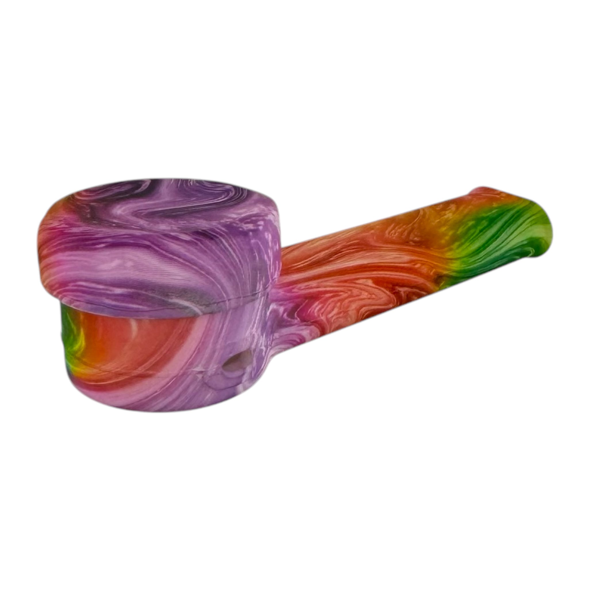 Small Tie Dye Silicone Hand Pipe With Metal Bowl