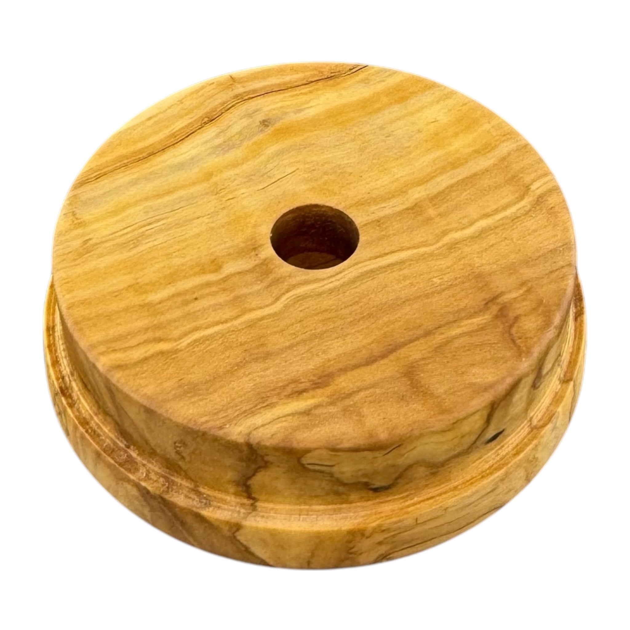 Single Hole Wood Display Stand Holder For 14mm Bong Bowl Pieces Or Quartz Bangers - Olive Wood