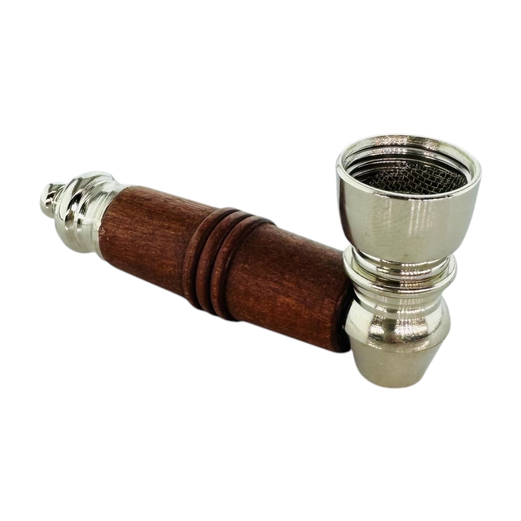 brown Metal Hand Pipe With Wood Shaft Cover 