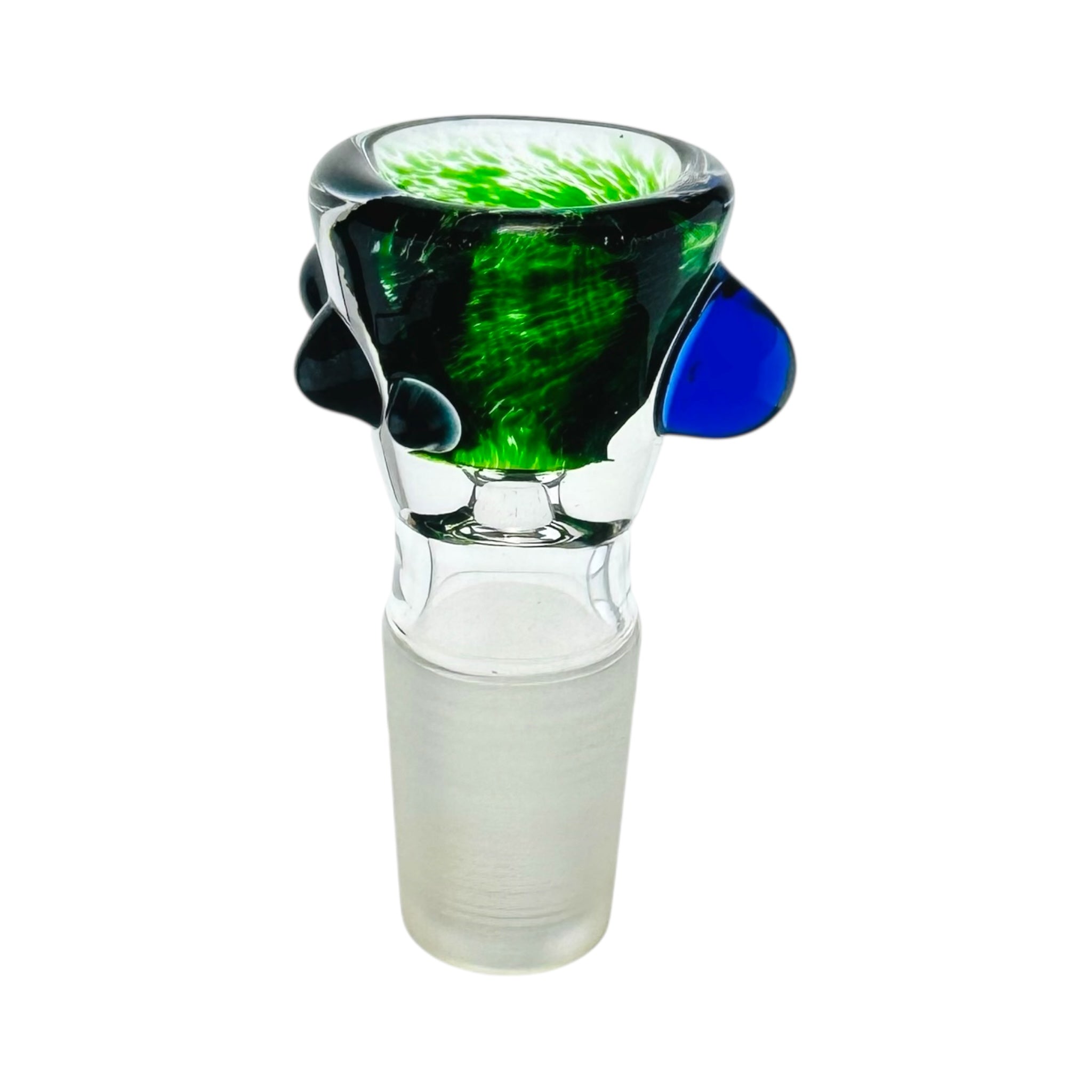 18mm Bong Bowl Piece Green Bowl With Blue Dots