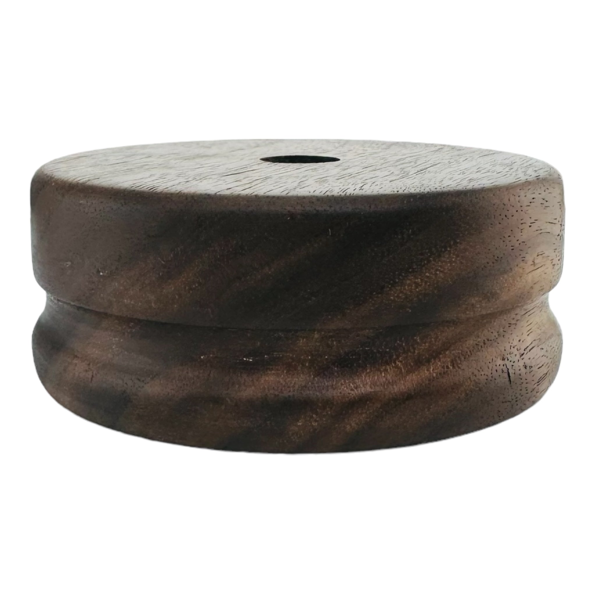 Single Hole Wood Display Stand Holder For 14mm Bong Bowl Pieces Or Quartz Bangers - Black Walnut