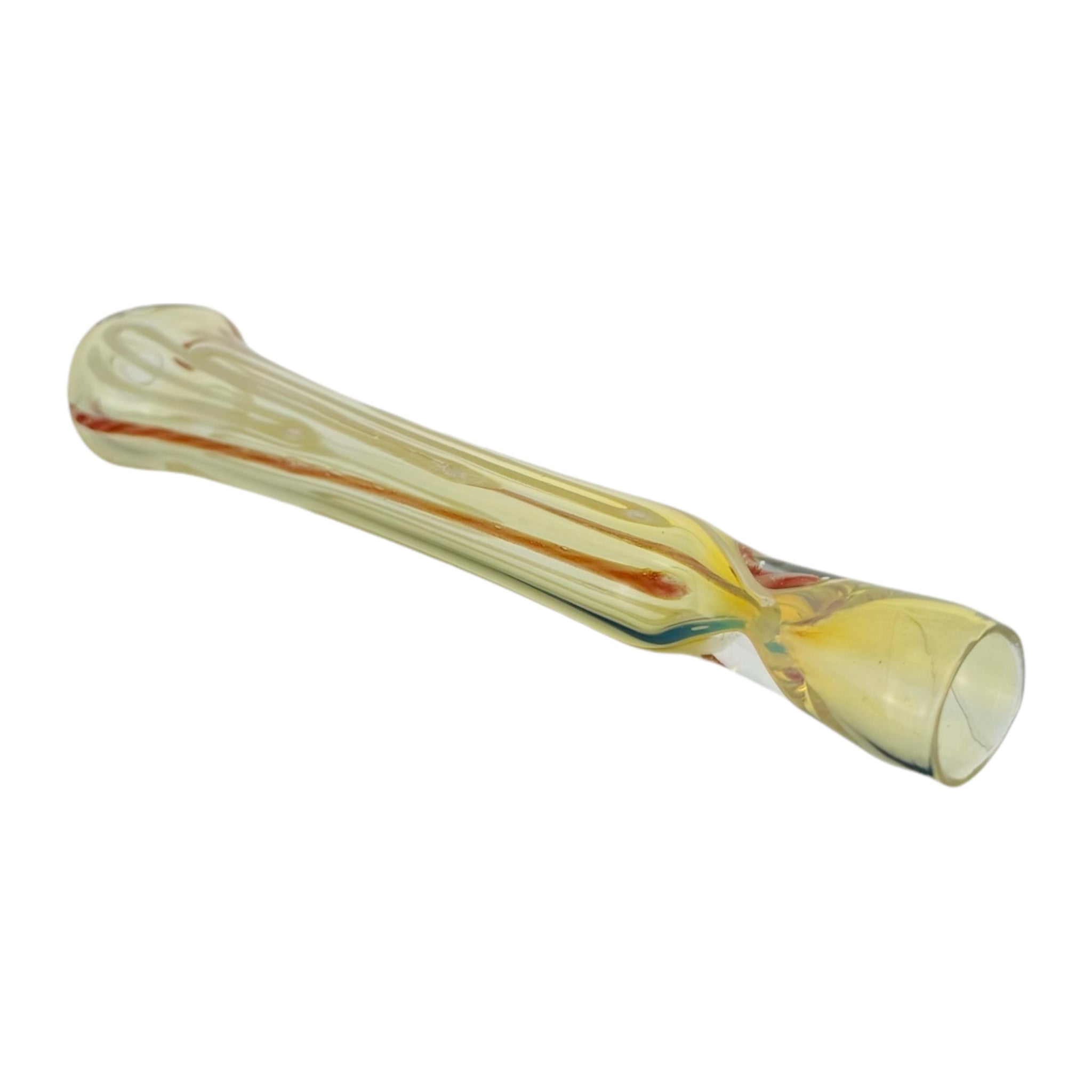 Glass Chillum Pipe - Extra Long Red And Yellow One Hitter