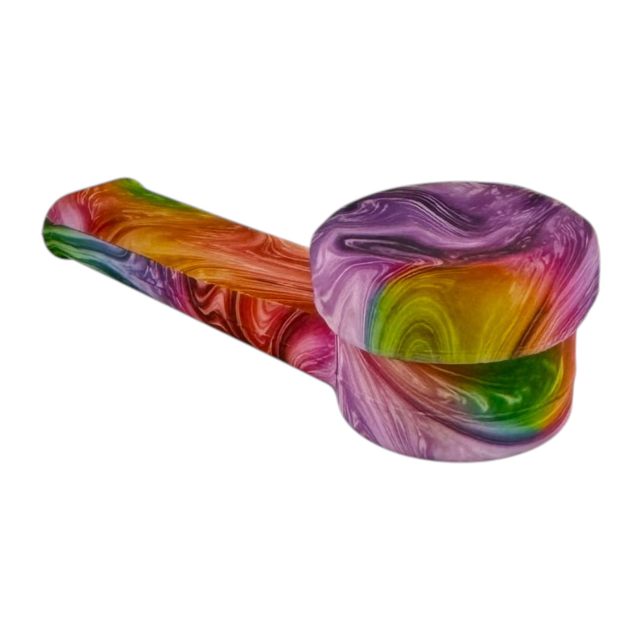 Small Tie Dye Silicone Hand Pipe With Metal Bowl