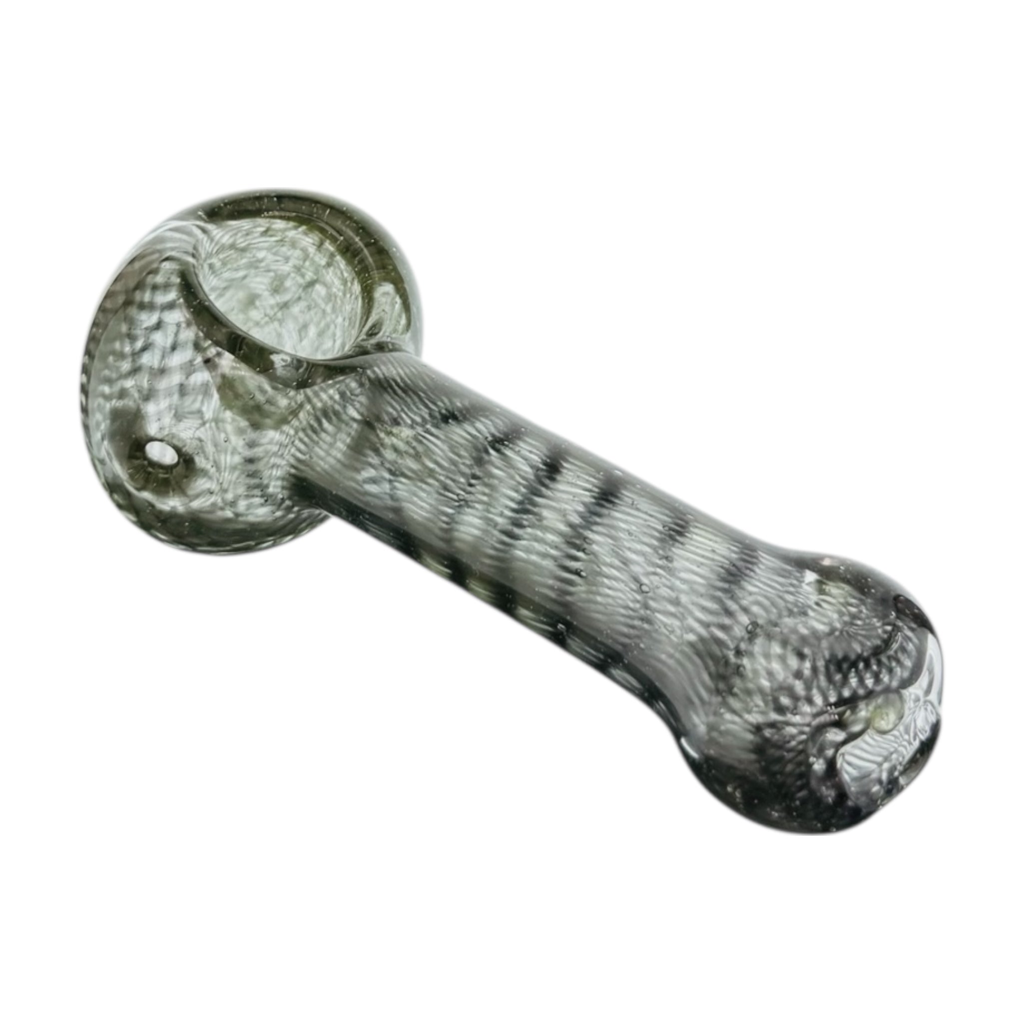Inside Out Black Glass Hand Pipe With Flat Mouthpiece