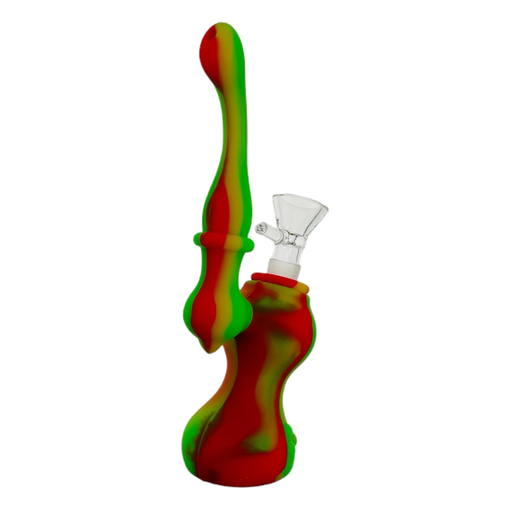 Rasta Color Stand Up Silicone Rubber Bubbler Bong For Cannabis weed or tobacco 