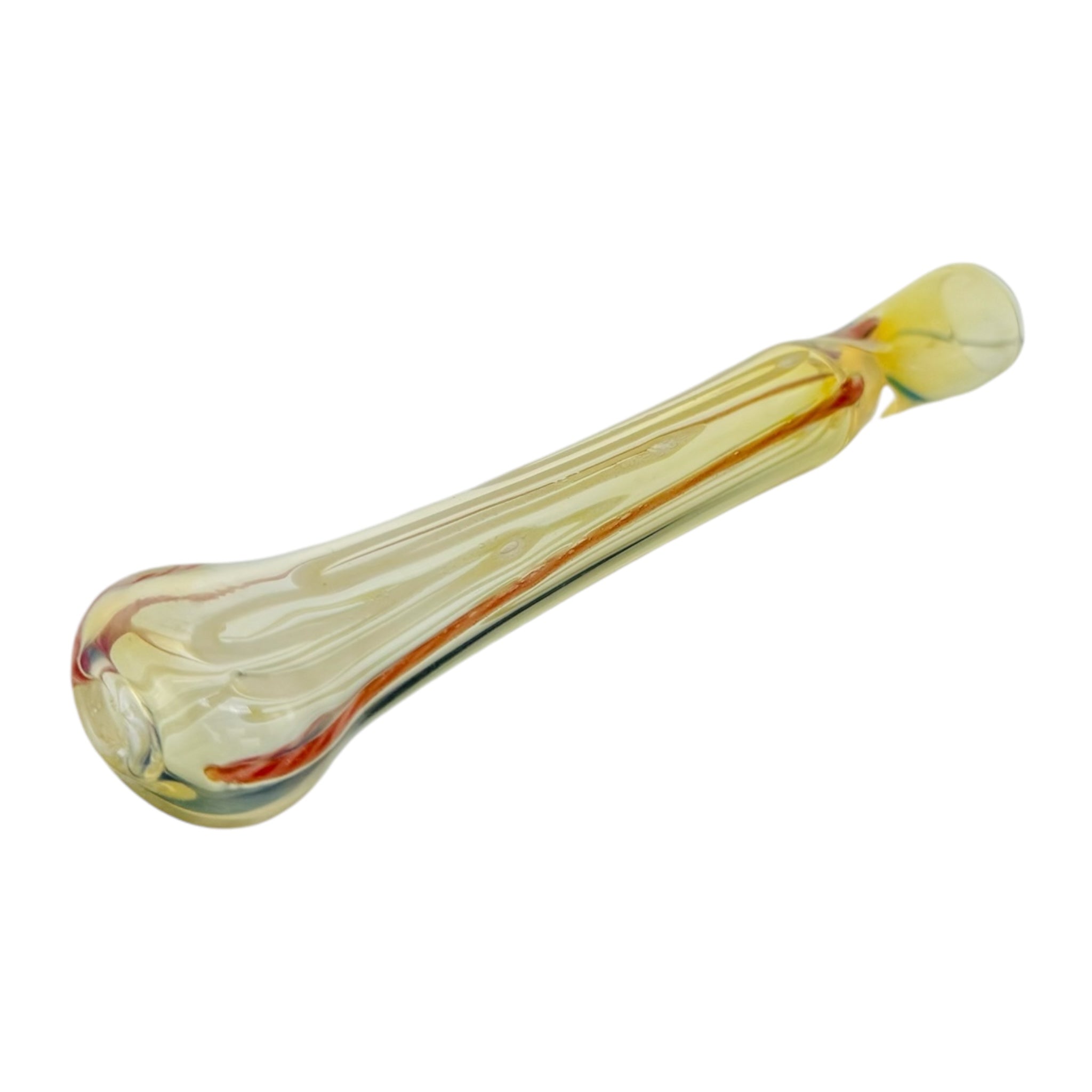 Glass Chillum Pipe - Extra Long Red And Yellow One Hitter