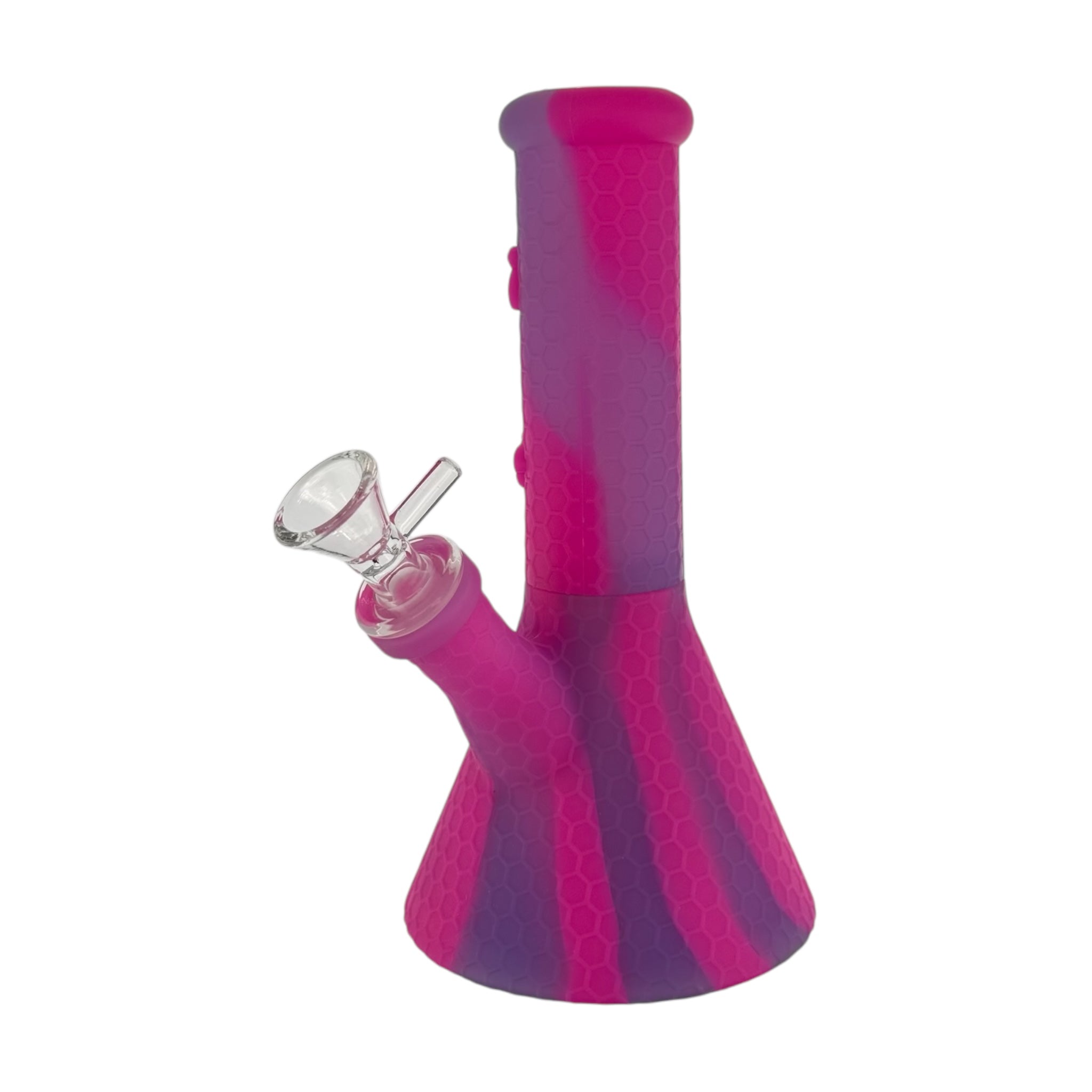 girly Pink And Purple Camo Silicone Beaker Bong With Pink Bee