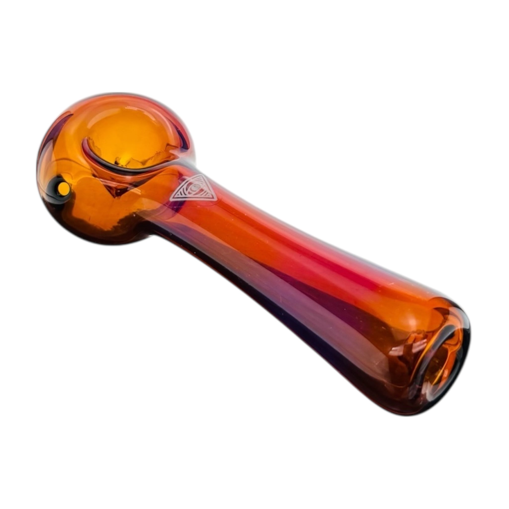 Glass smoking pipe with a colorful gradient on a white background