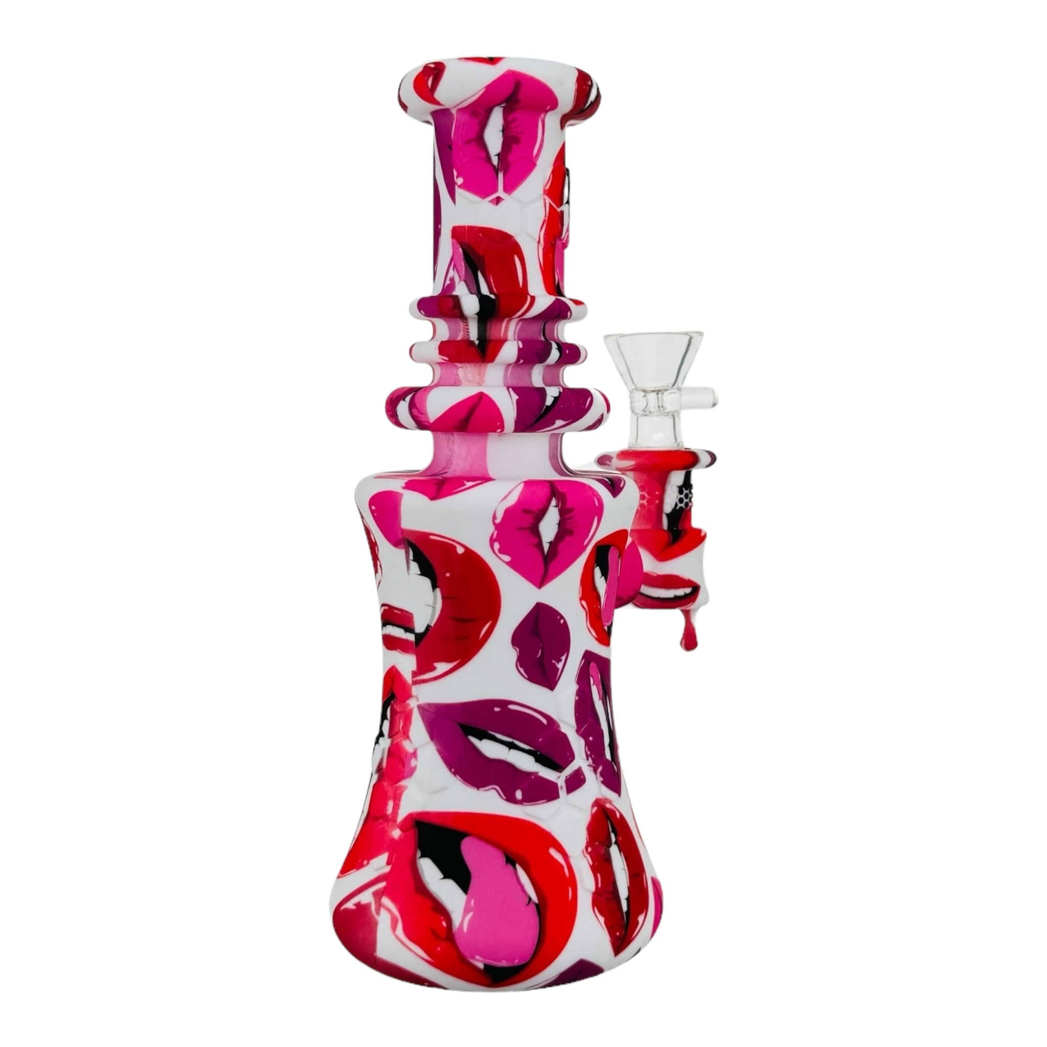 cute and girly Pink And Red Lips Silicone Rubber Bong