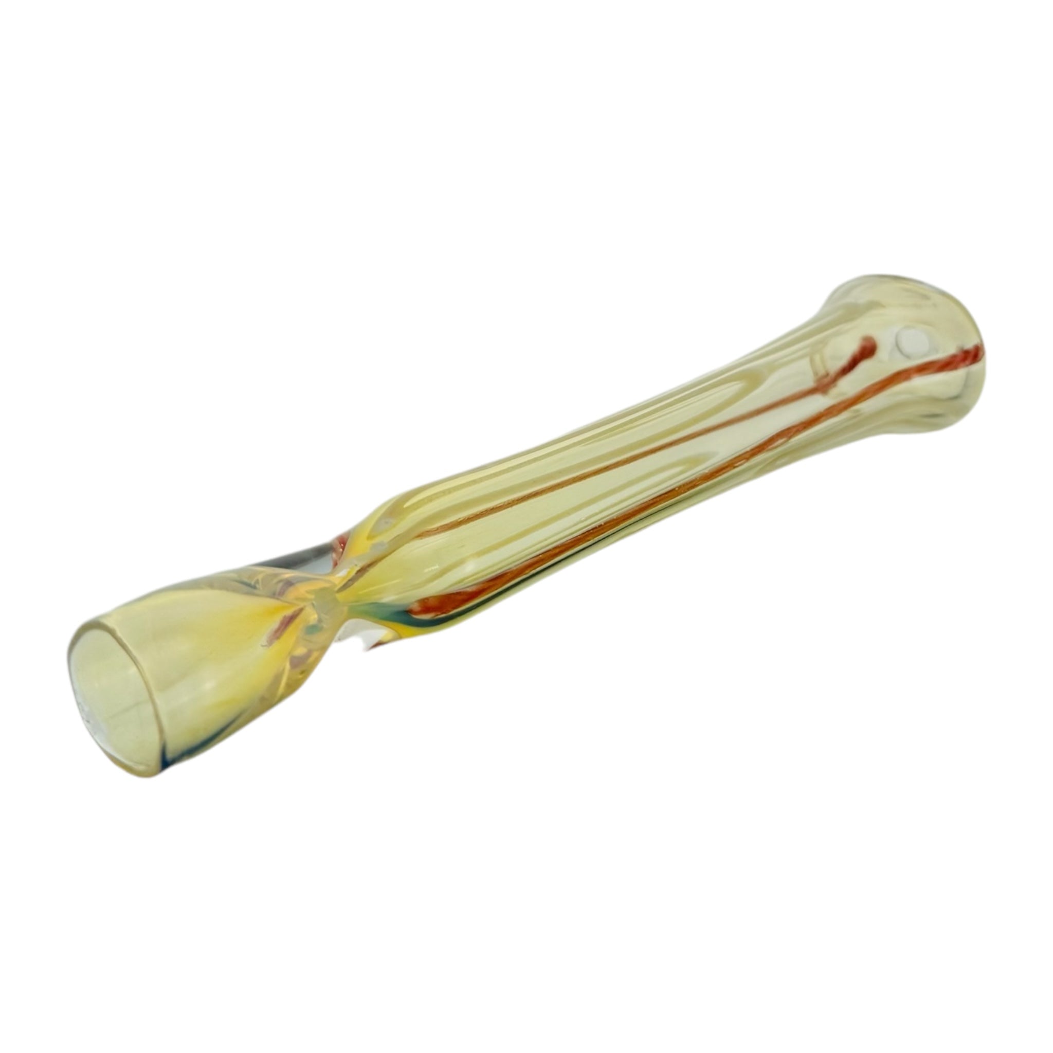 Glass Chillum Pipe - Extra Long Red And Yellow One Hitter