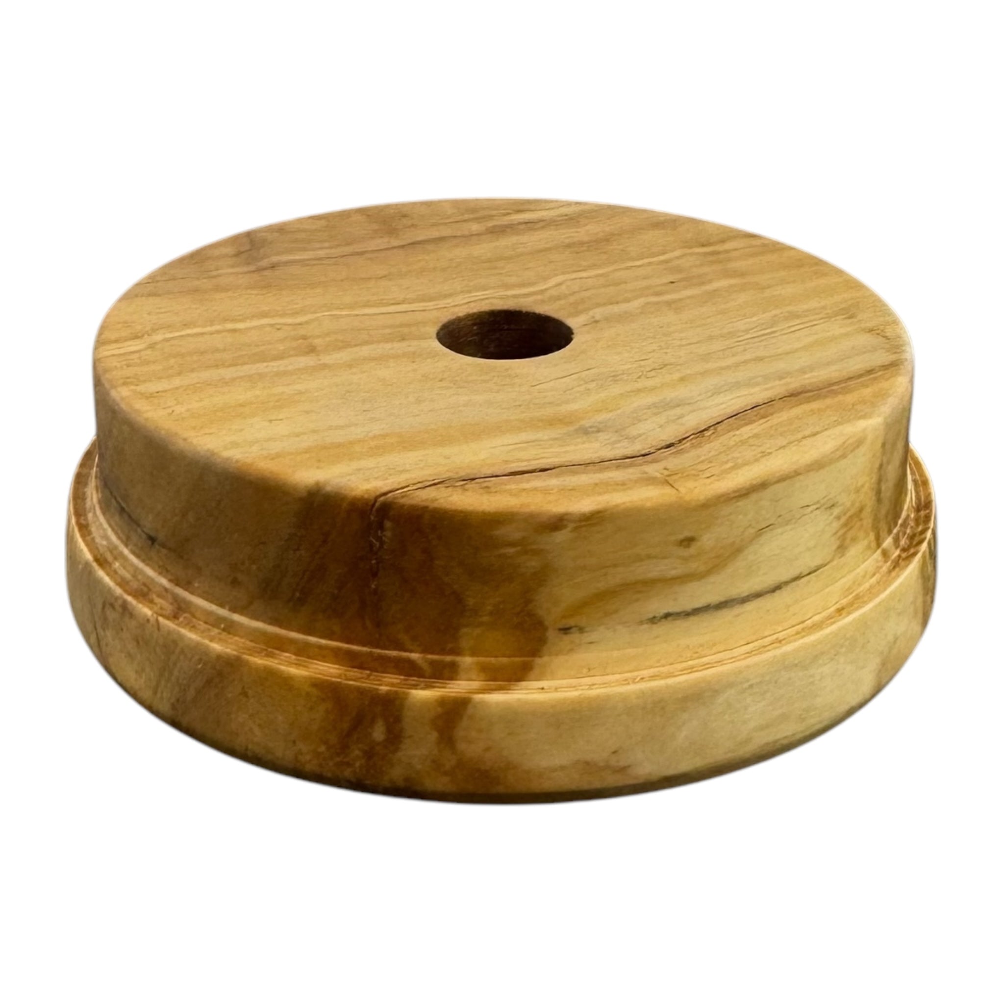 Single Hole Wood Display Stand Holder For 14mm Bong Bowl Pieces Or Quartz Bangers - Olive Wood