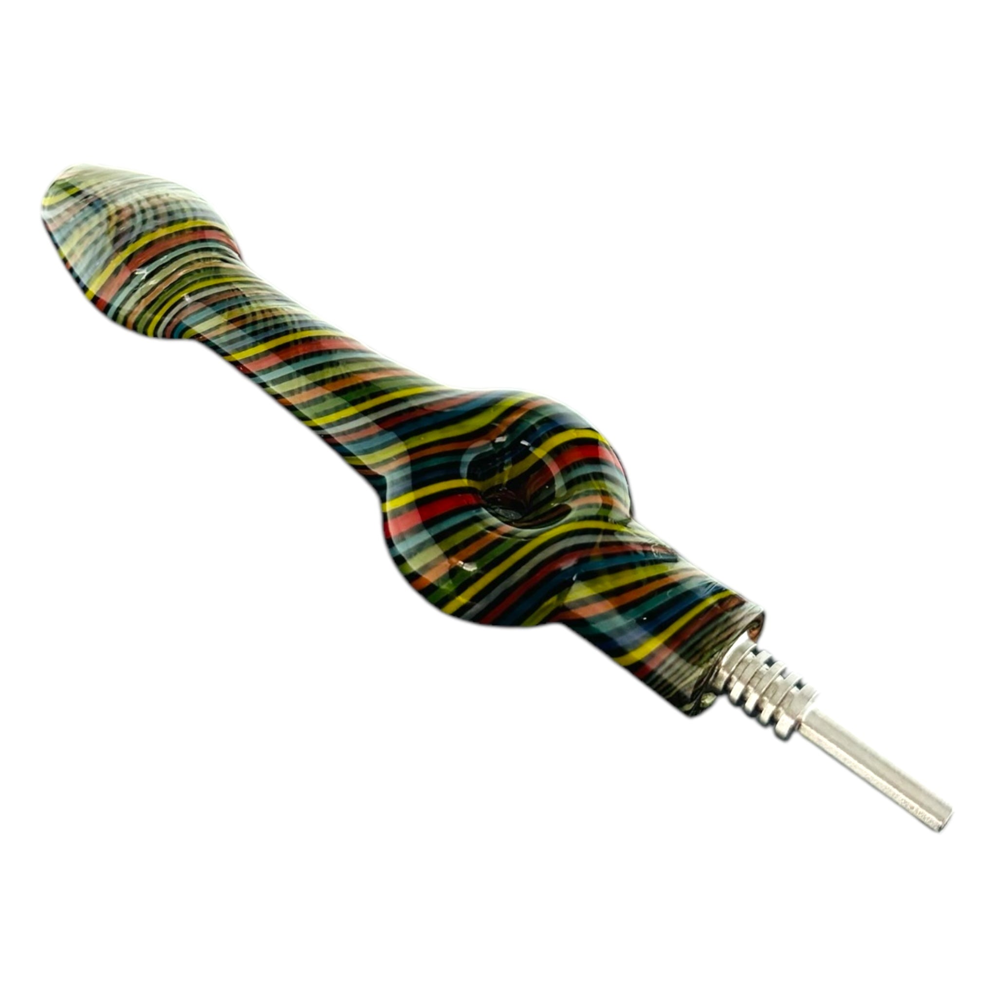 10mm Nectar Collector - Mini Rainbow Twist Donut With Titanium Tip