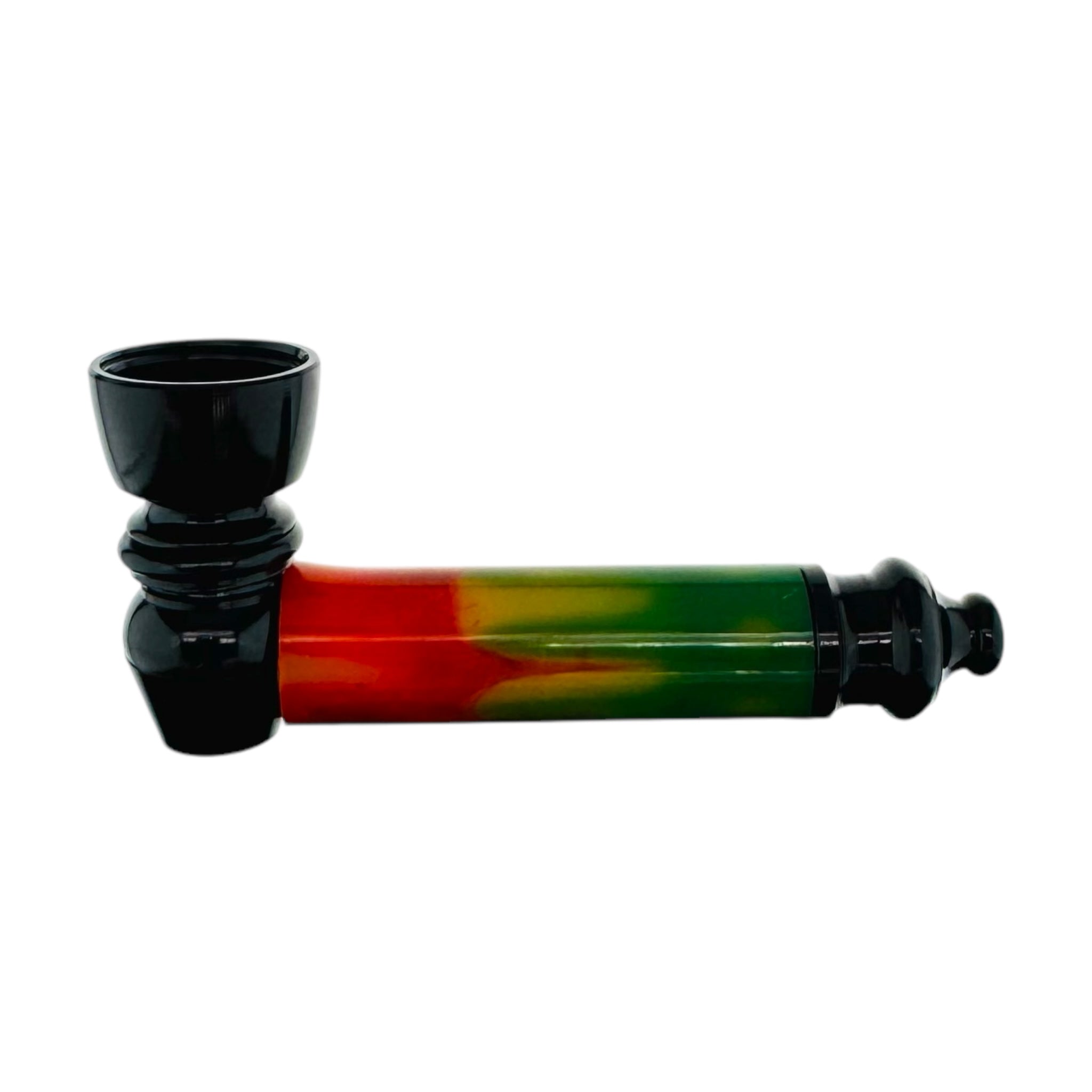 Black Metal Hand Pipe With Rasta Chamber